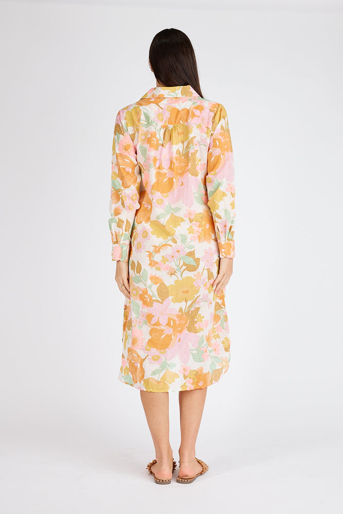 Load image into Gallery viewer, MATILDA MIDI DRESS - PEACH FLORAL