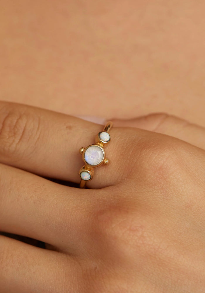 TONI MAY CORA MOONSTONE & OPAL RING - GOLD