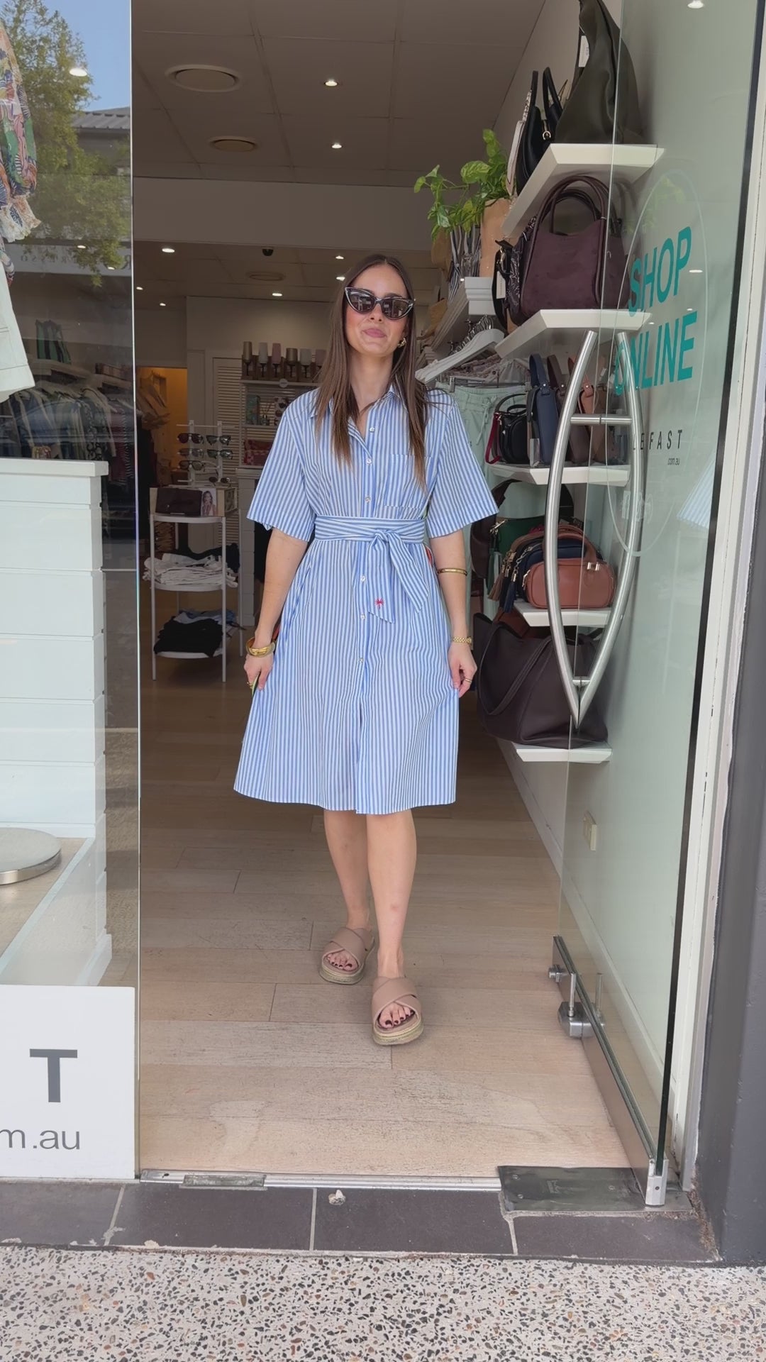 FRIDA MIDI SHIRT DRESS - BLUE/WHITE STRIPE