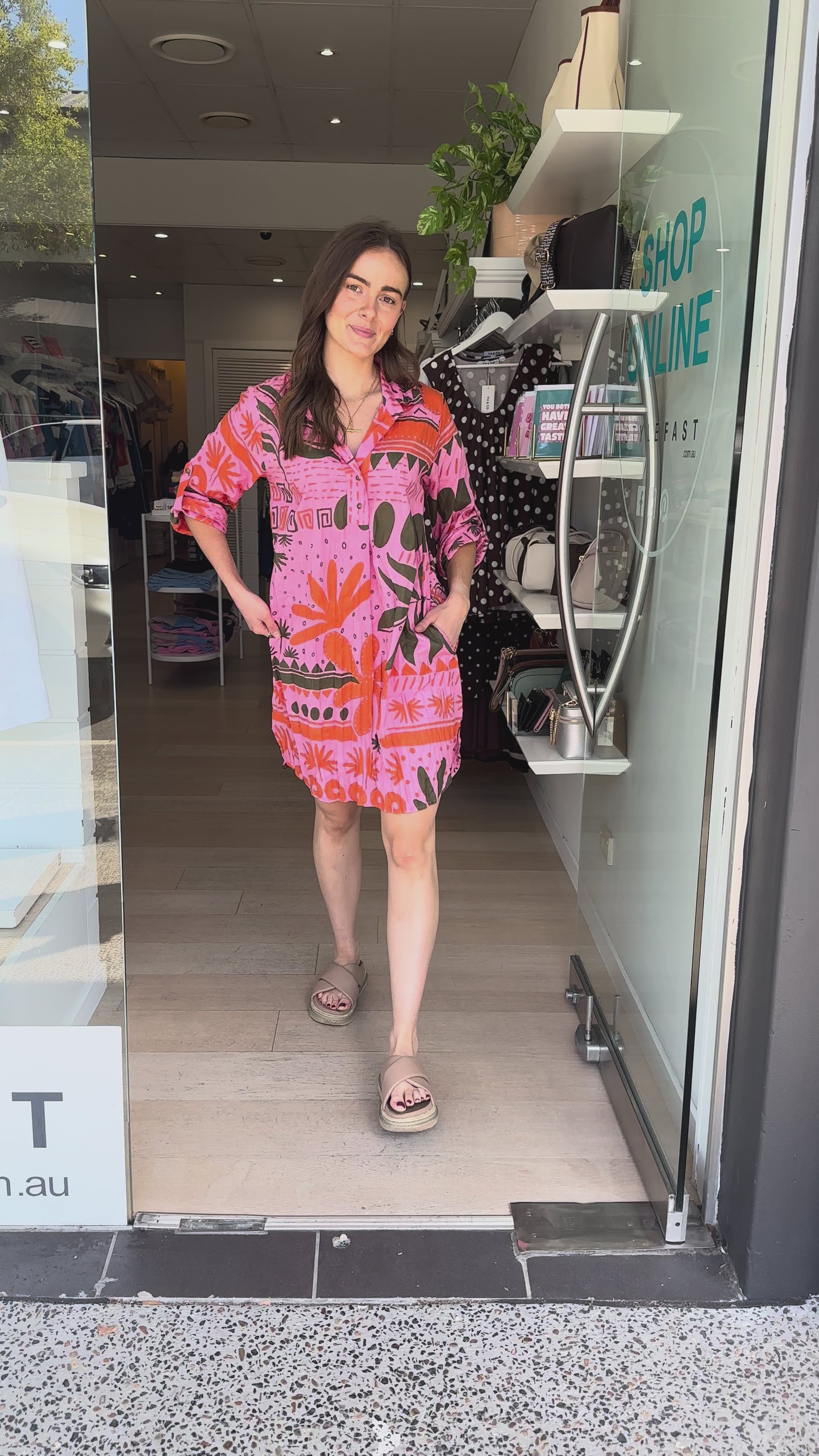 LULALIFE GODIVA SHIRTMAKER - CORAL PRINT