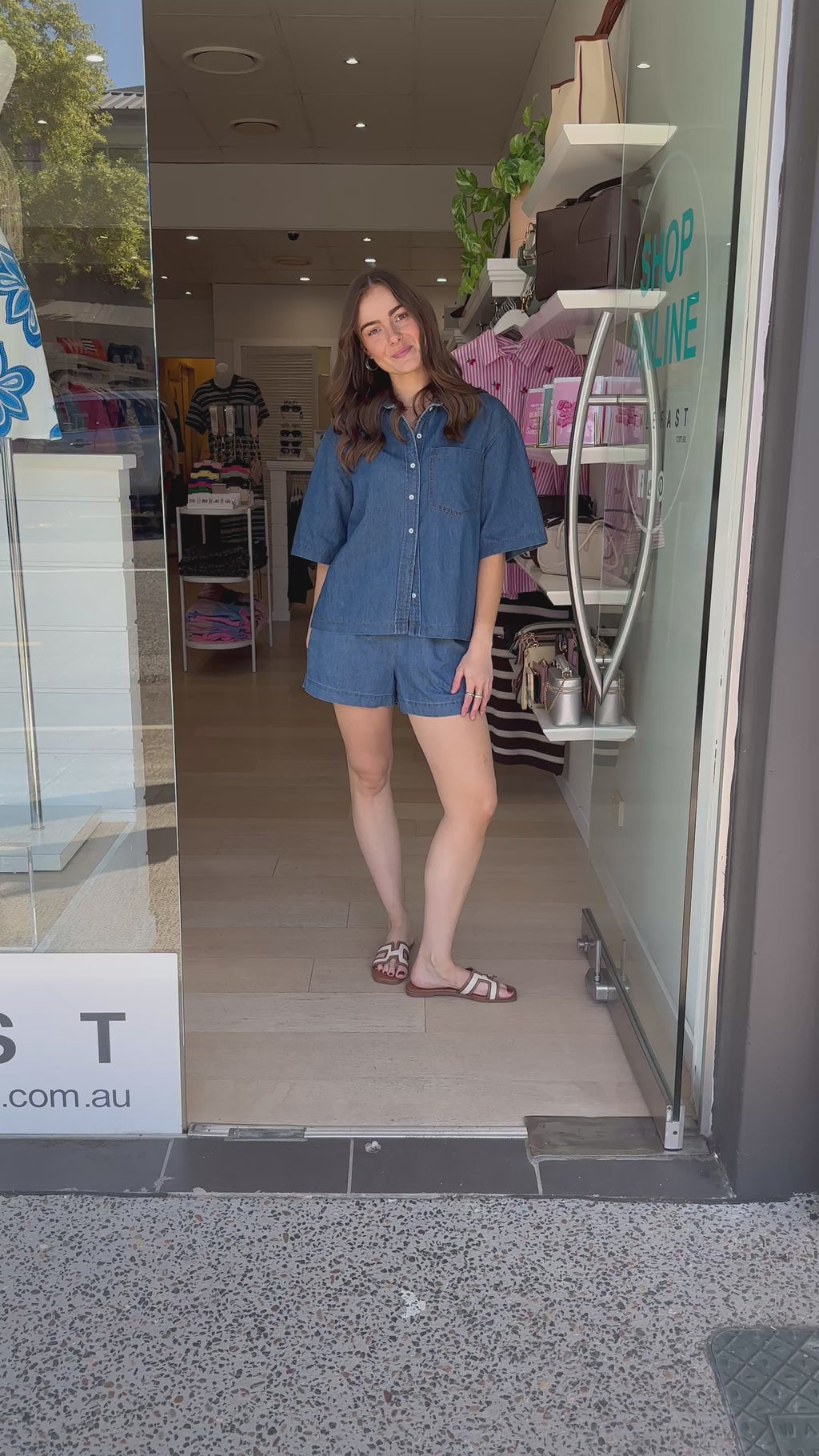 FEATHER + NOISE ARLO CROPPED SHIRT - HERITAGE BLUE