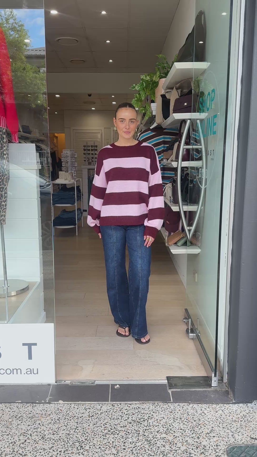 SAMMY STRIPE KNIT - BURGUNDY/PINK