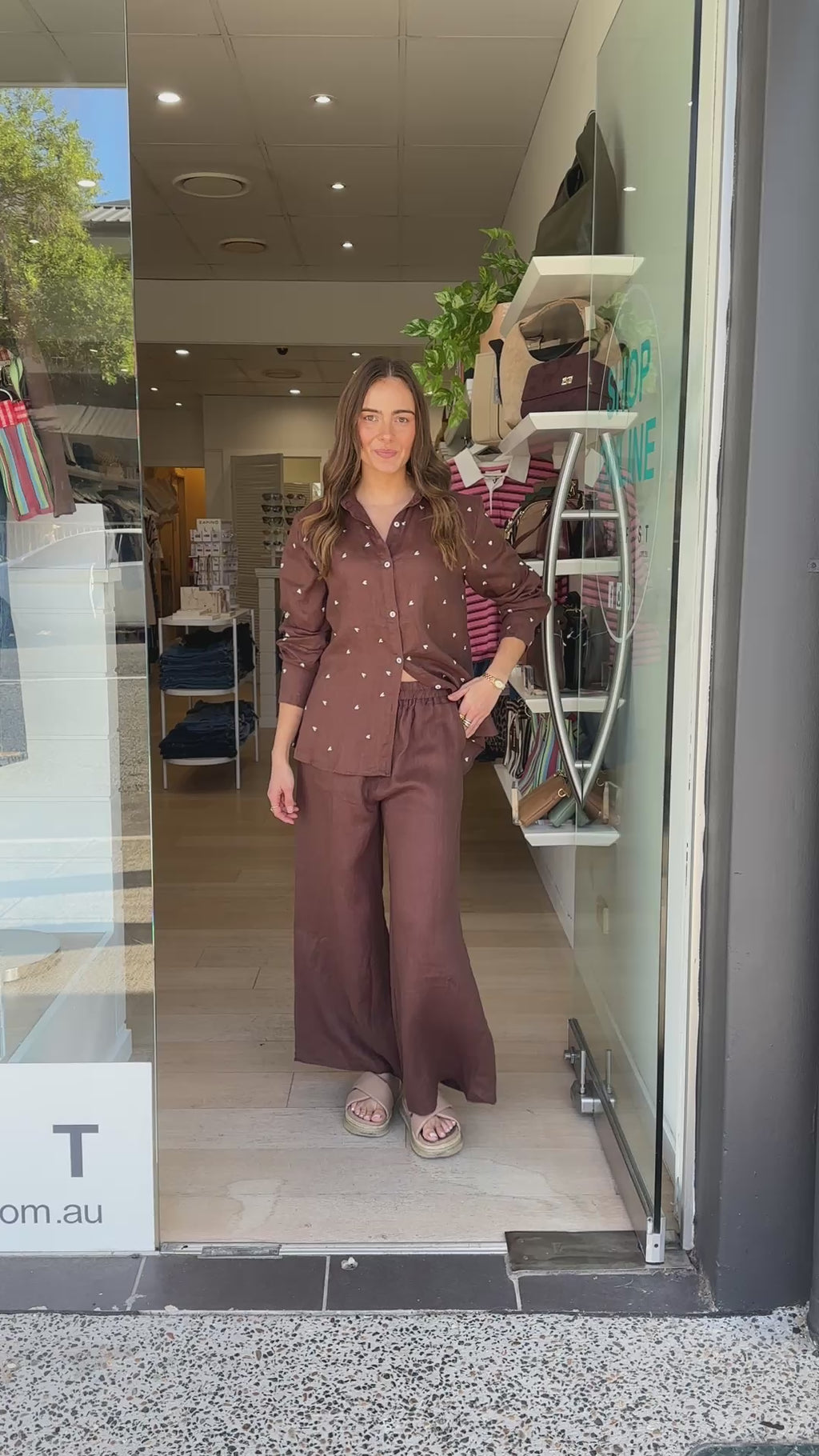 FRIDA HEART LINEN SHIRT - CHOCOLATE