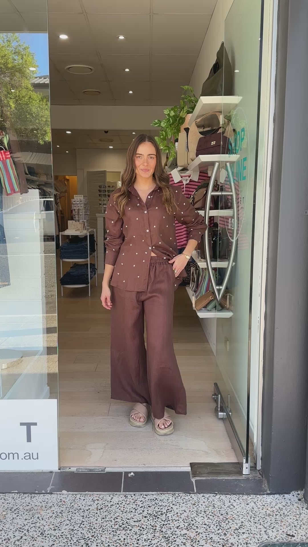 FRIDA HEART LINEN SHIRT - CHOCOLATE