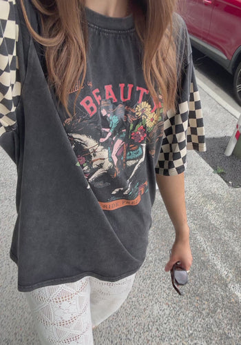 VINTAGE OVERSIZED COWBOY TEE - BLACK WASH