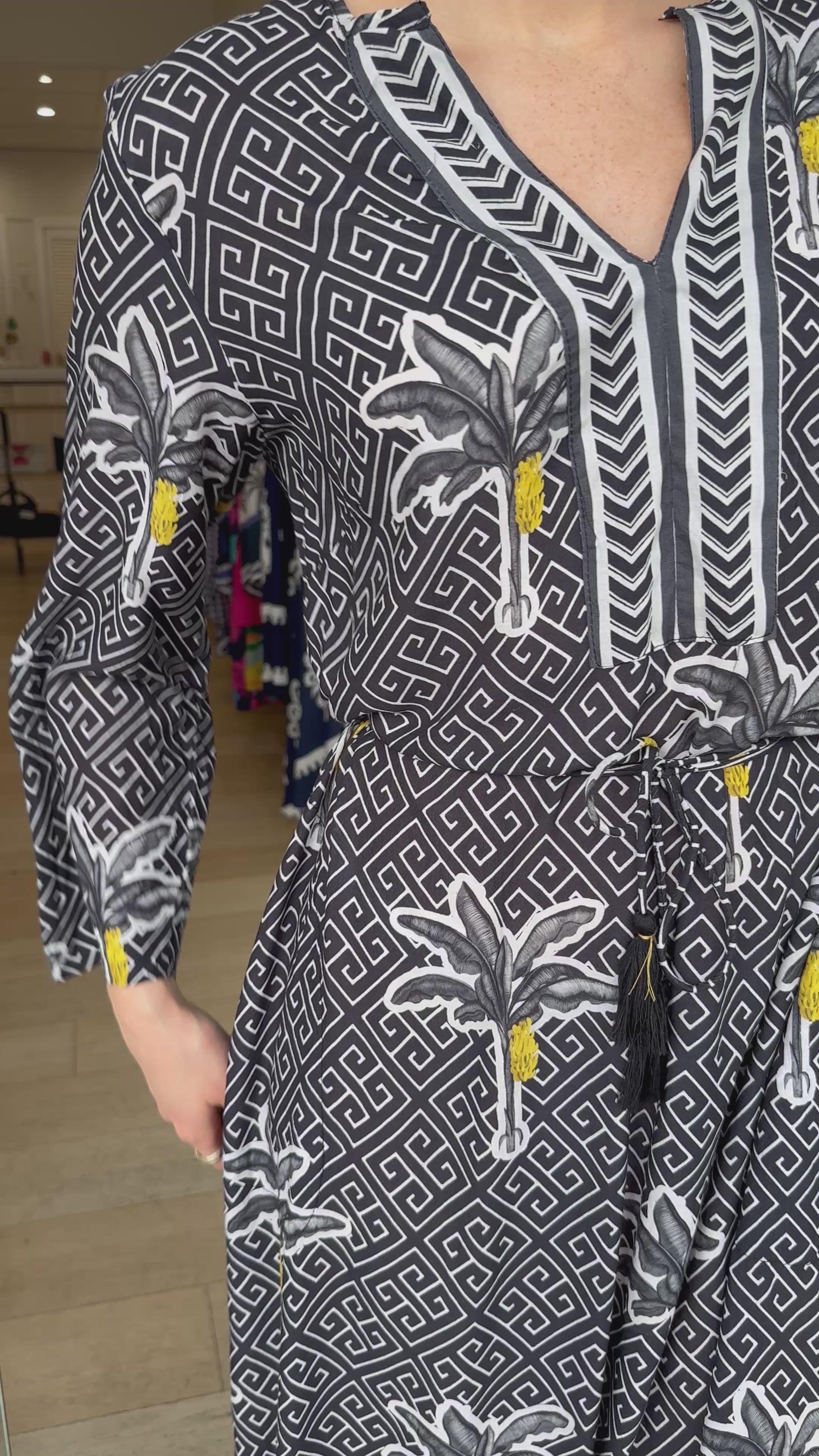 LULA SOUL DOMINICA KAFTAN - BLACK & WHITE PRINT