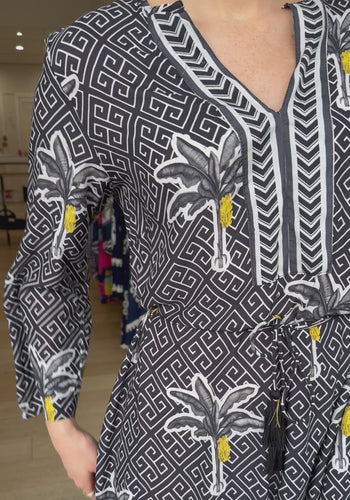 LULA SOUL DOMINICA KAFTAN - BLACK & WHITE PRINT