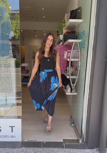 ITAMI POPPY MAXI SKIRT - BLUE