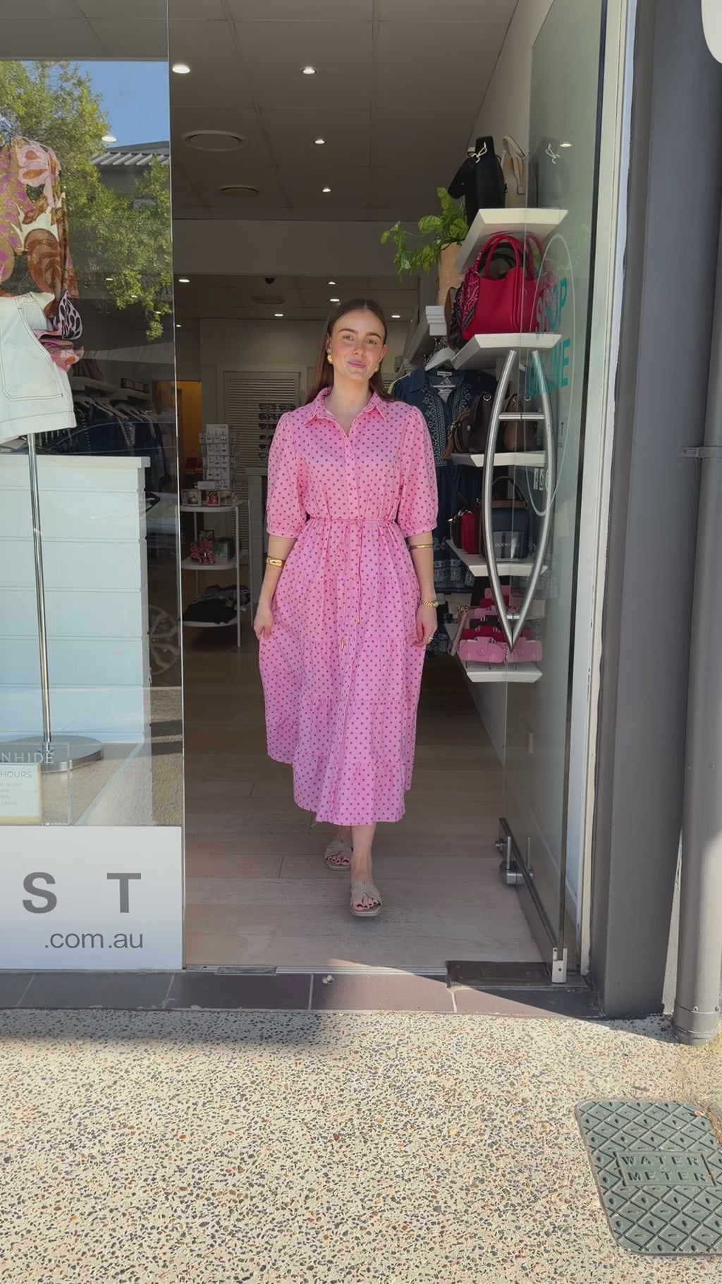 JANE LINEN DRESS - PINK/RED PRINT