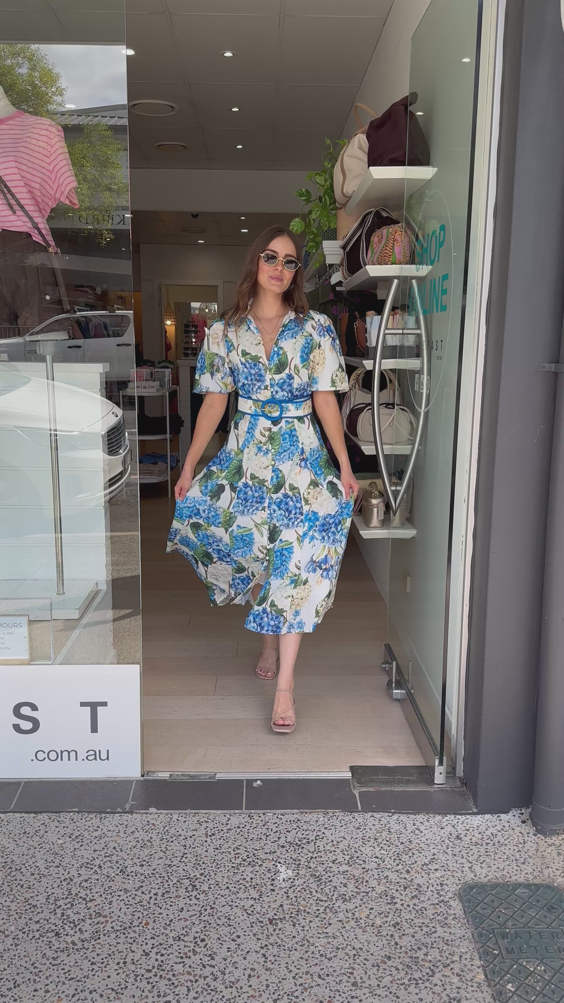 ESME MAXI DRESS - BLUE & GREEN FLORAL