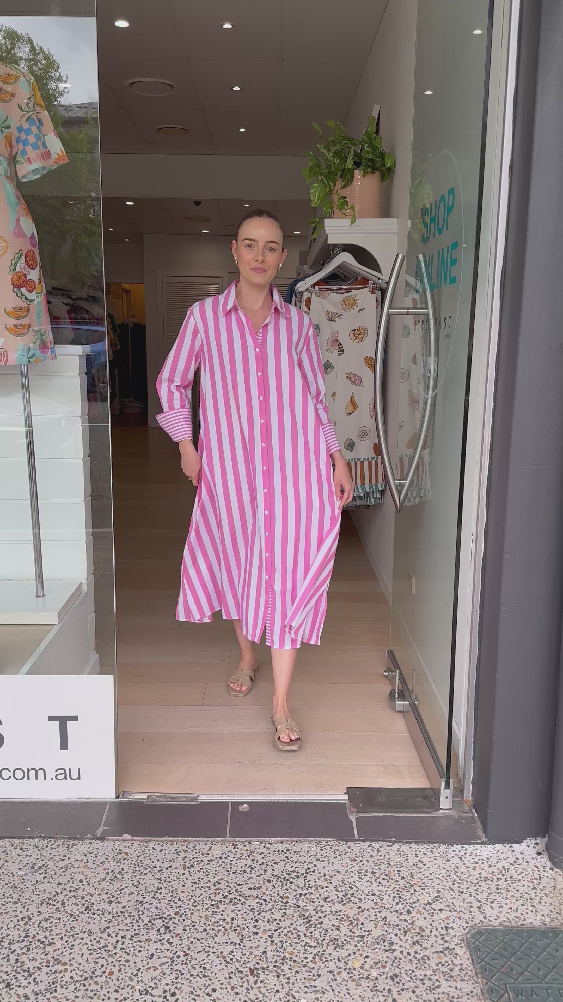 KEHLANI MAXI SHIRTDRESS - PINK STRIPE