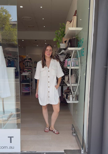 CERES LIFE SAMMY RELAXED DRESS - FRESH ECRU