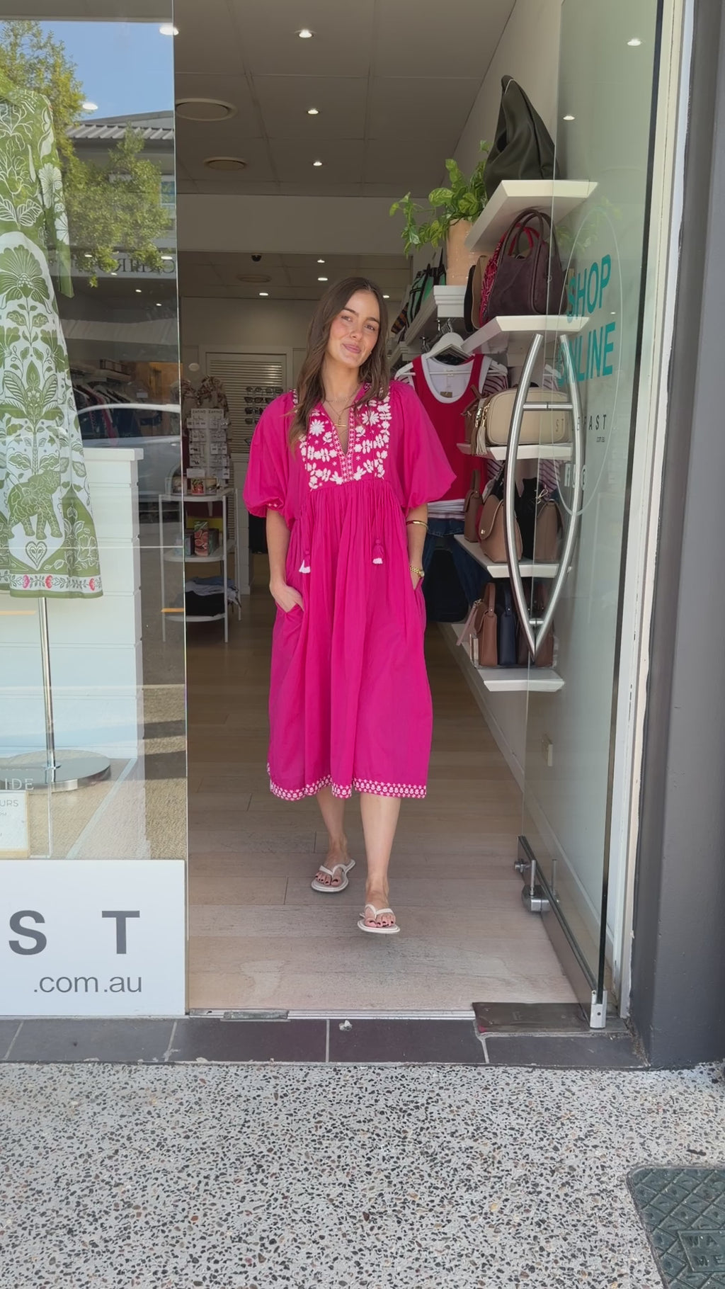 FIESTA MIDI DRESS - HOT PINK