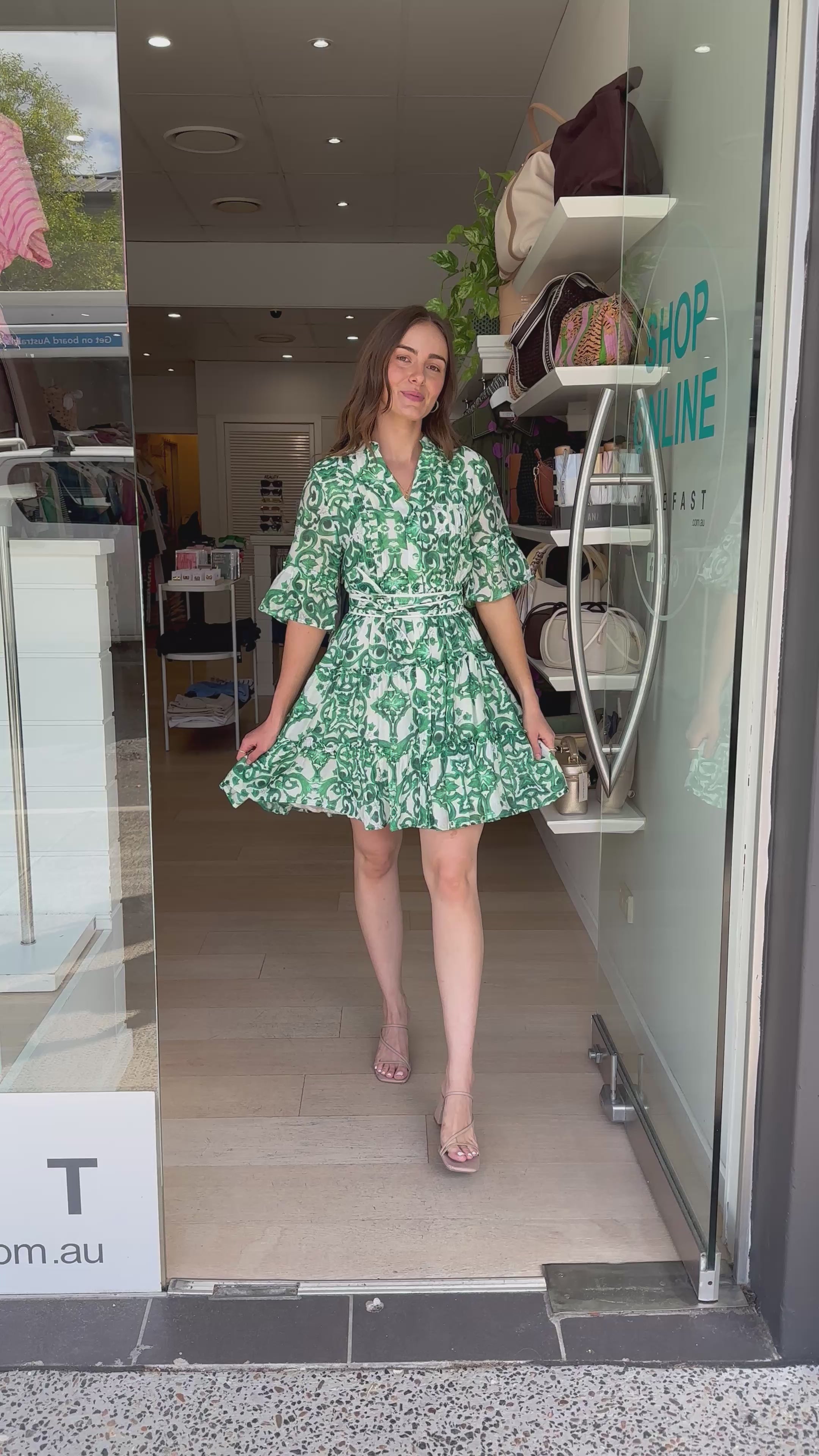 KAIA MINI DRESS - GREEN FLORAL
