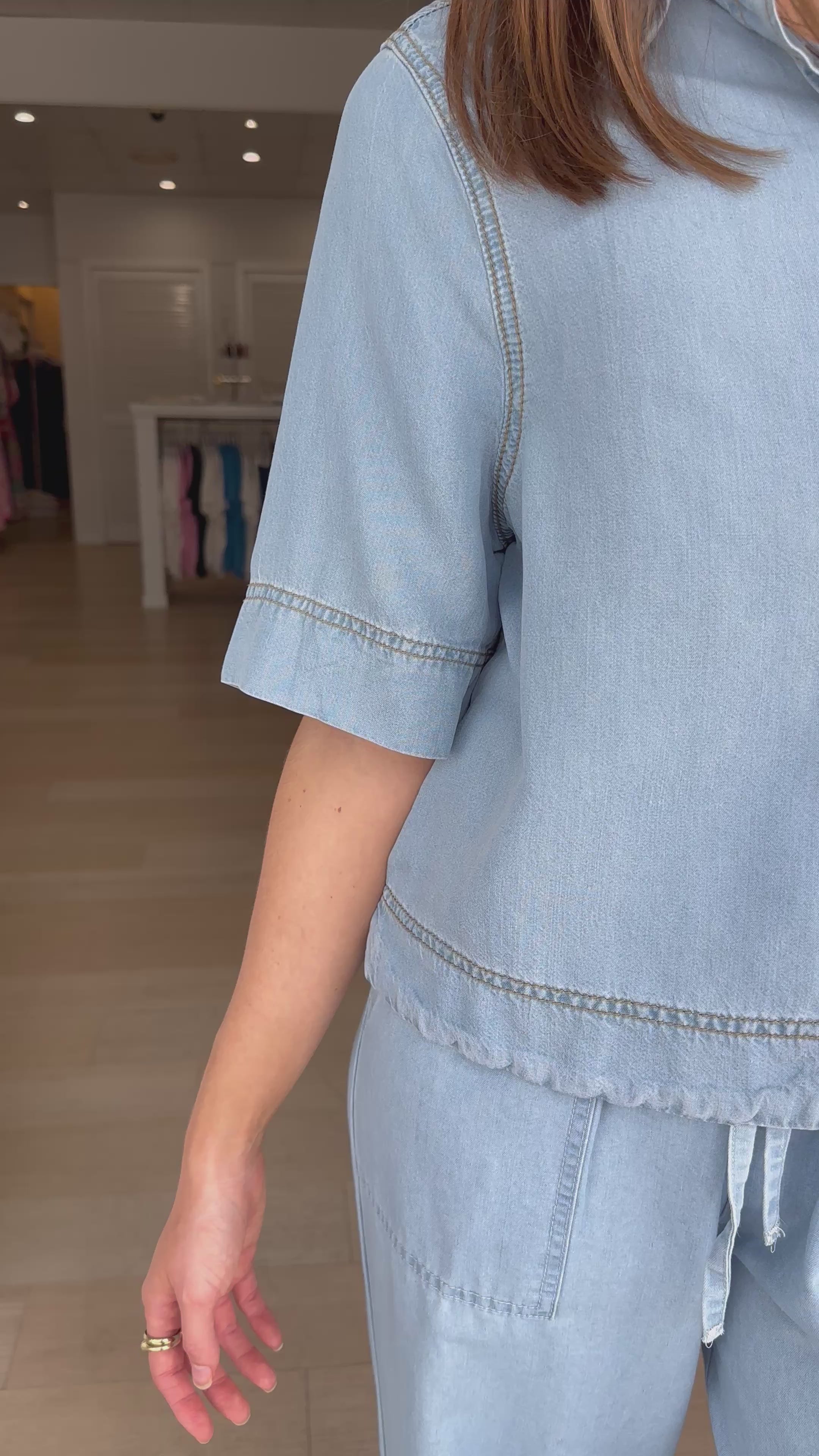 INDIA BUTTON THROUGH SHIRT - CHAMBRAY