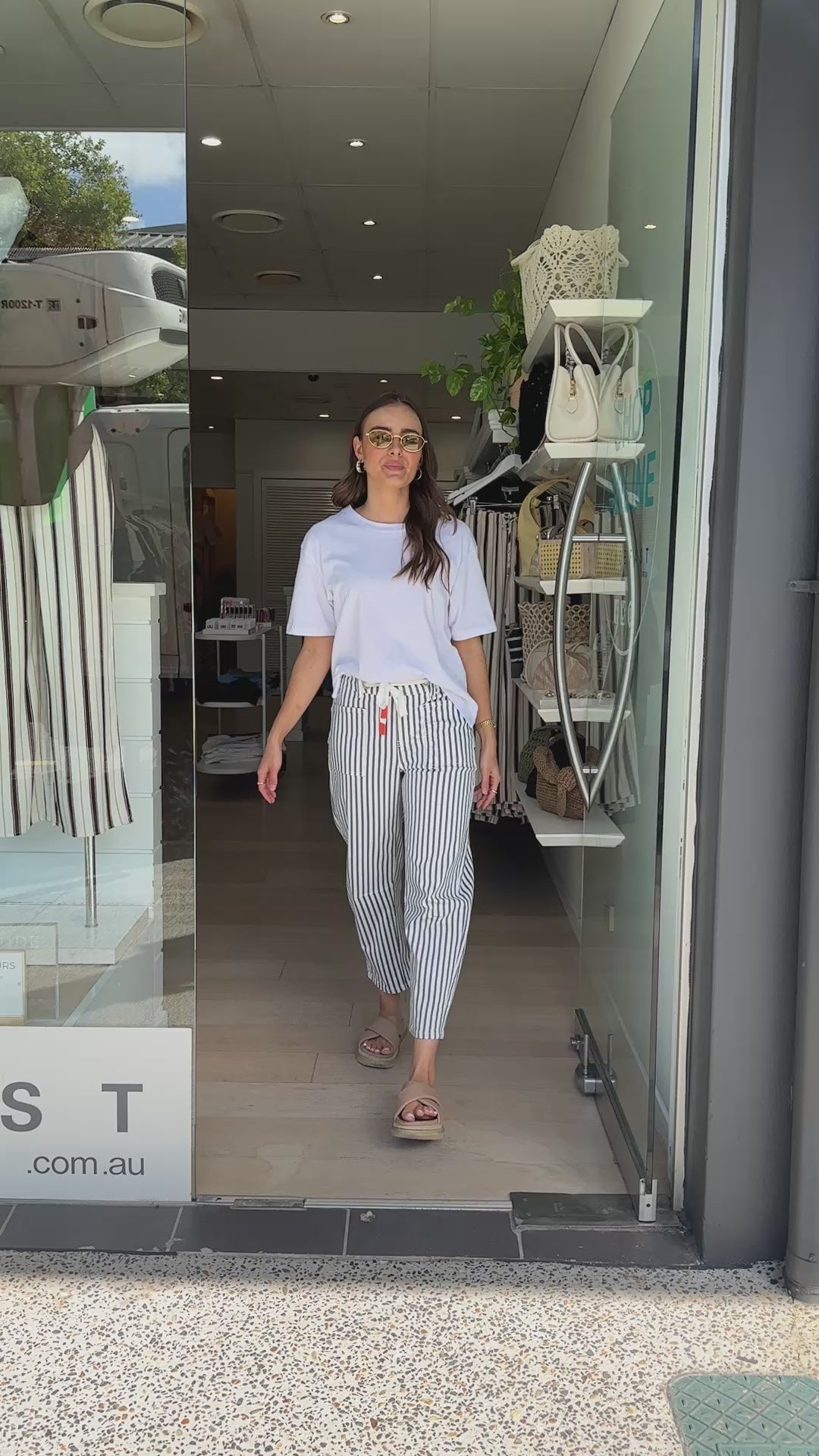 CARTER BARREL JEAN - NAVY STRIPE