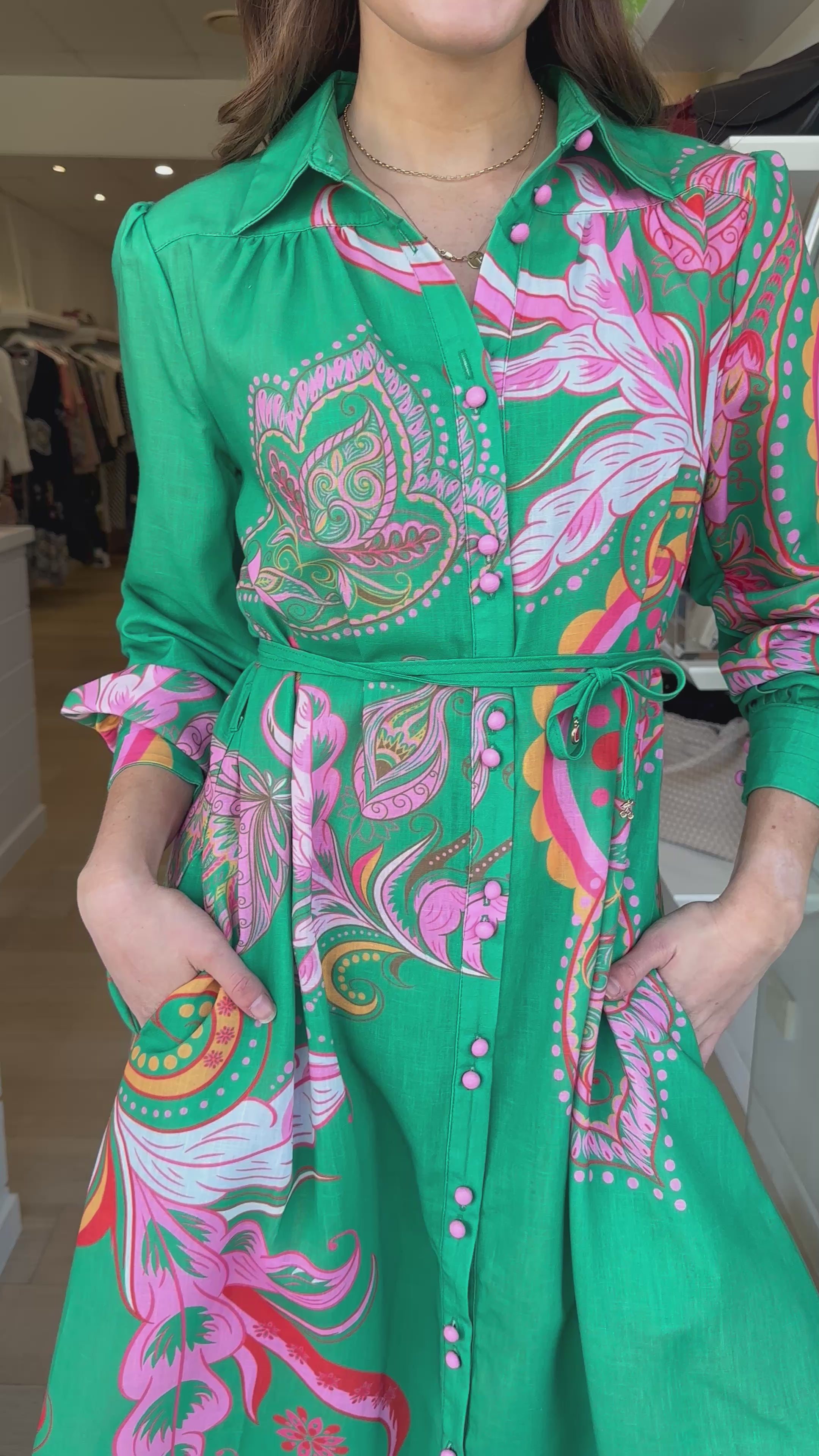 LA PALMA DRESS - GREEN PRINT