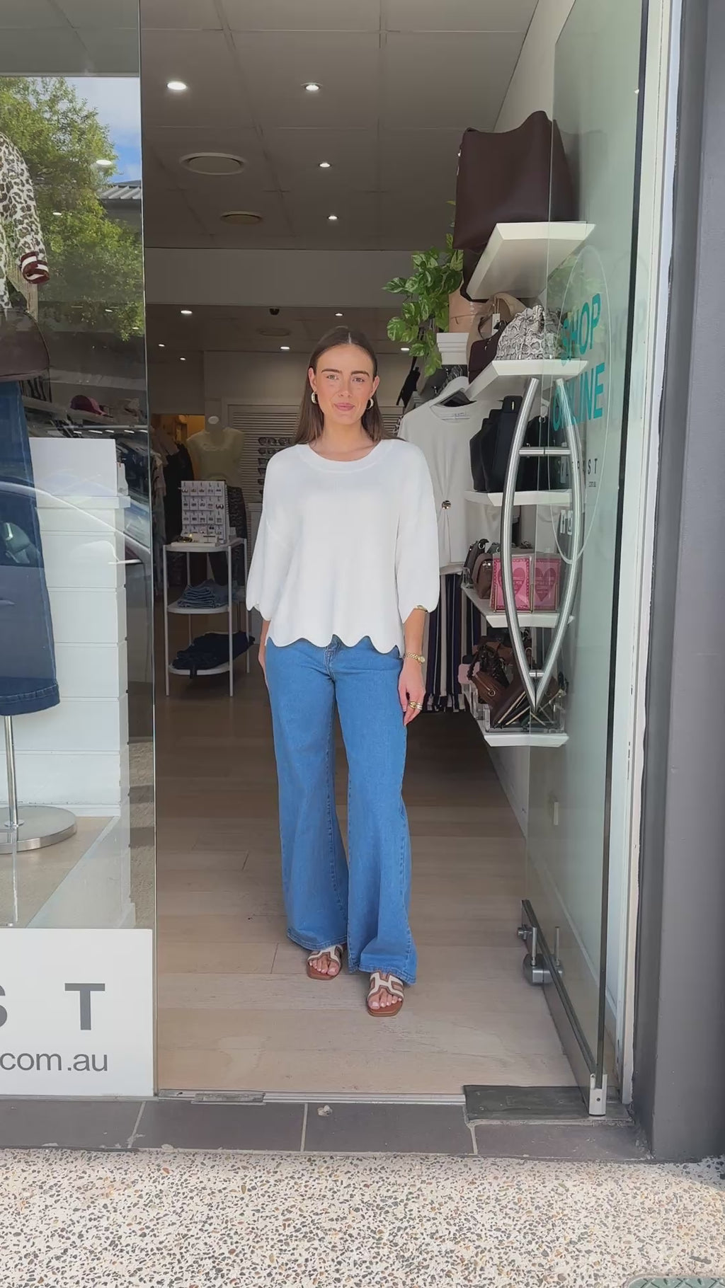 BONNIE SCALLOPED EDGE KNIT - WHITE