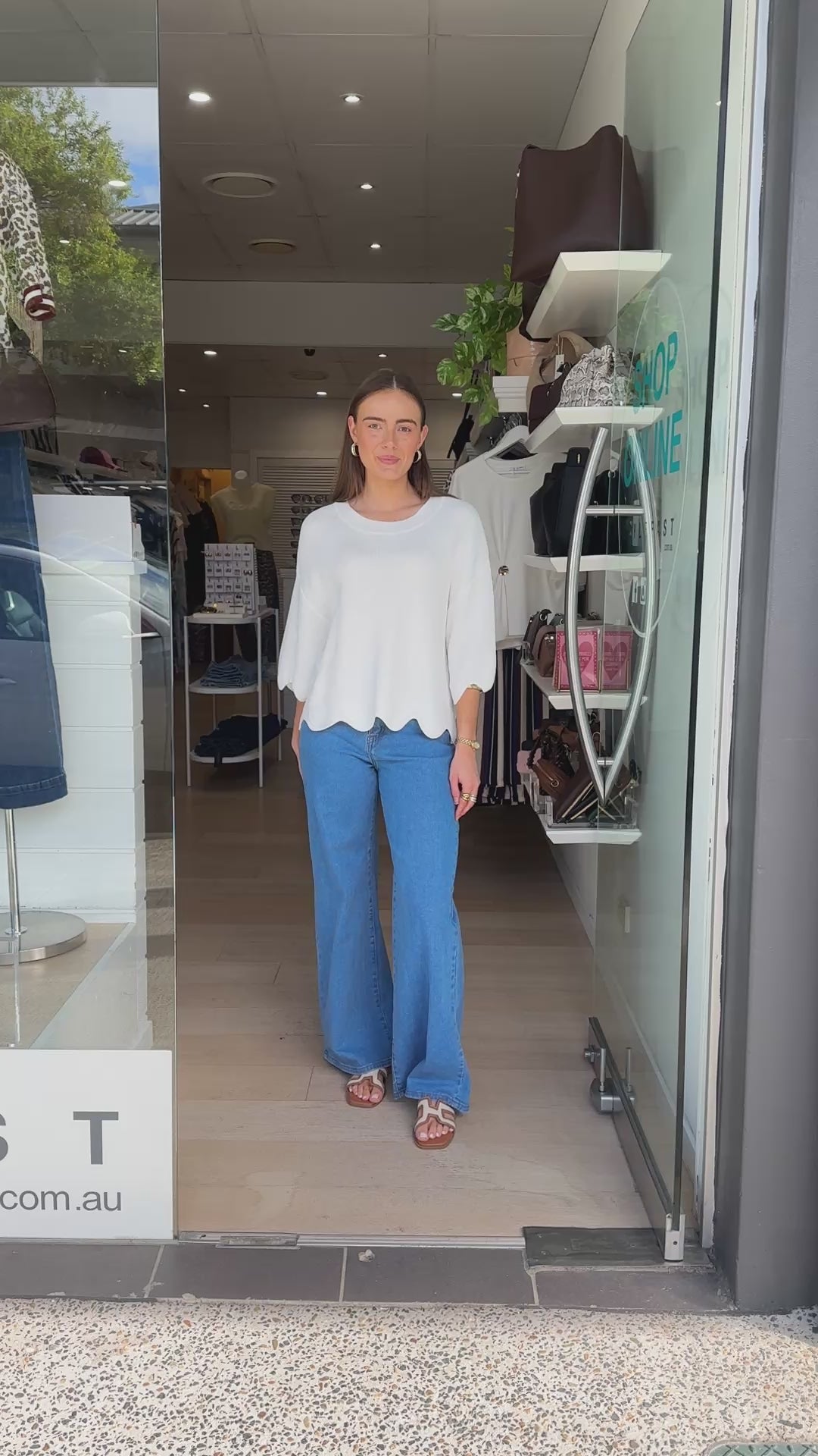 BONNIE SCALLOPED EDGE KNIT - WHITE