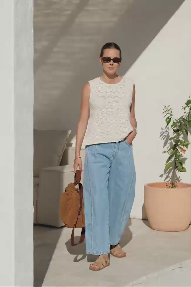 CERES LIFE MARGOT MESH KNIT TANK - ECRU