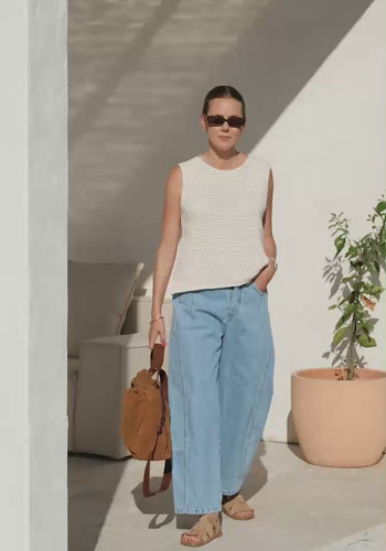 CERES LIFE MARGOT MESH KNIT TANK - ECRU
