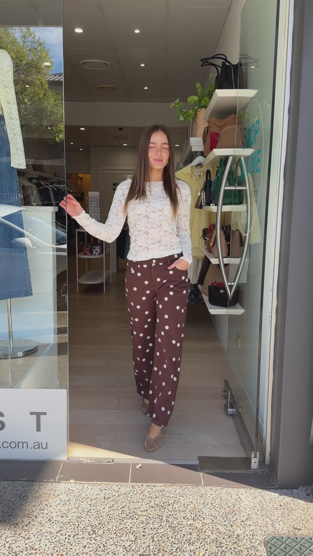 DREW WIDE LEG JEAN - CHOCOLATE SPOT