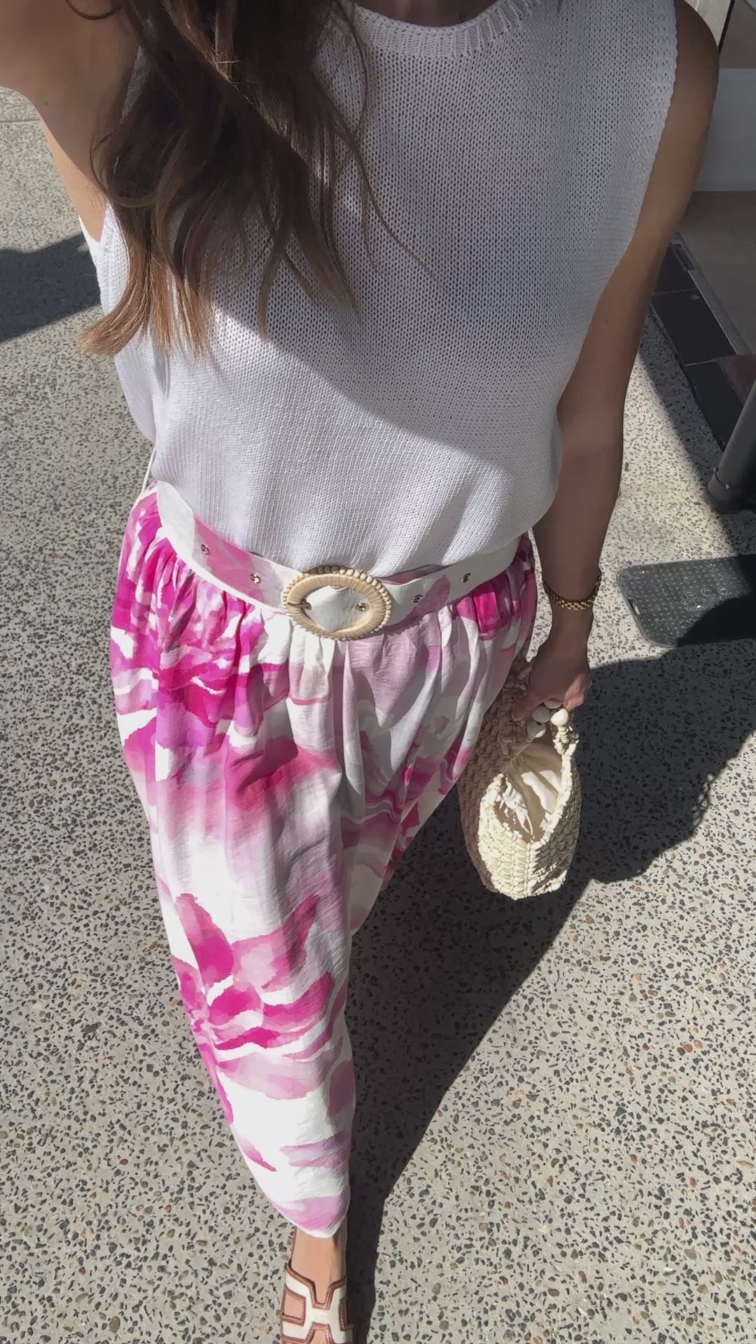 DEMI CIRCLE MAXI SKIRT - PINK FLORAL