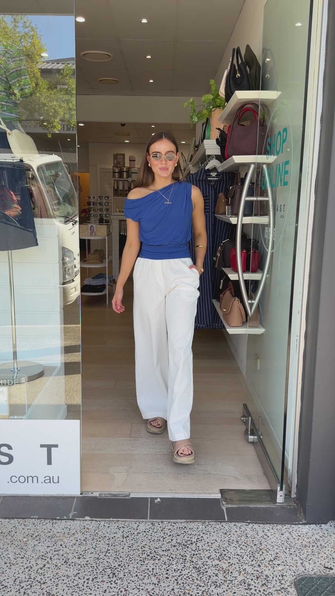 ALBA RUCHED WAIST DETAILED PANTS - WHITE