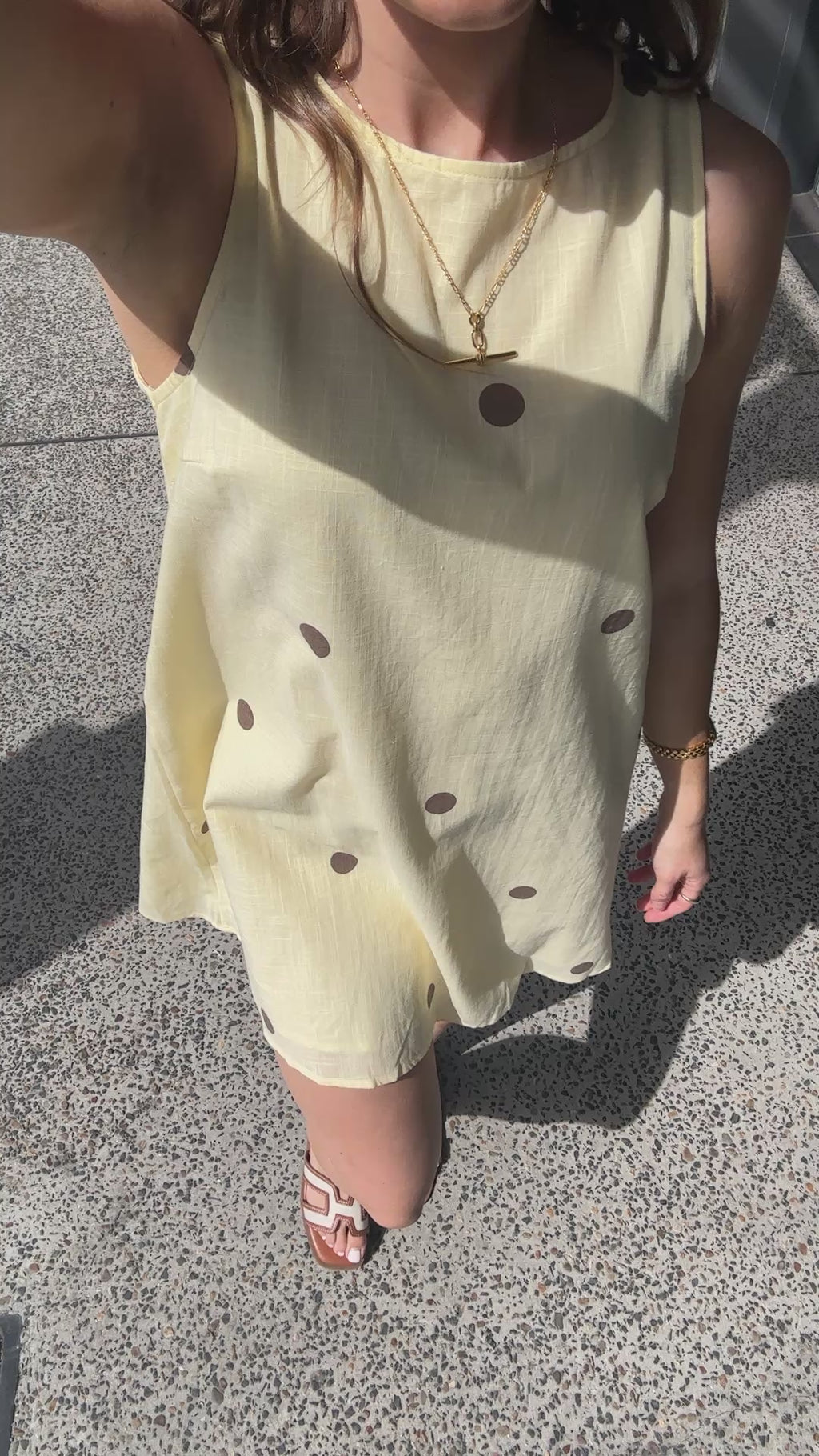 BY FRANKIE ZANA SHIFT DRESS - YELLOW/CHOC SPOT