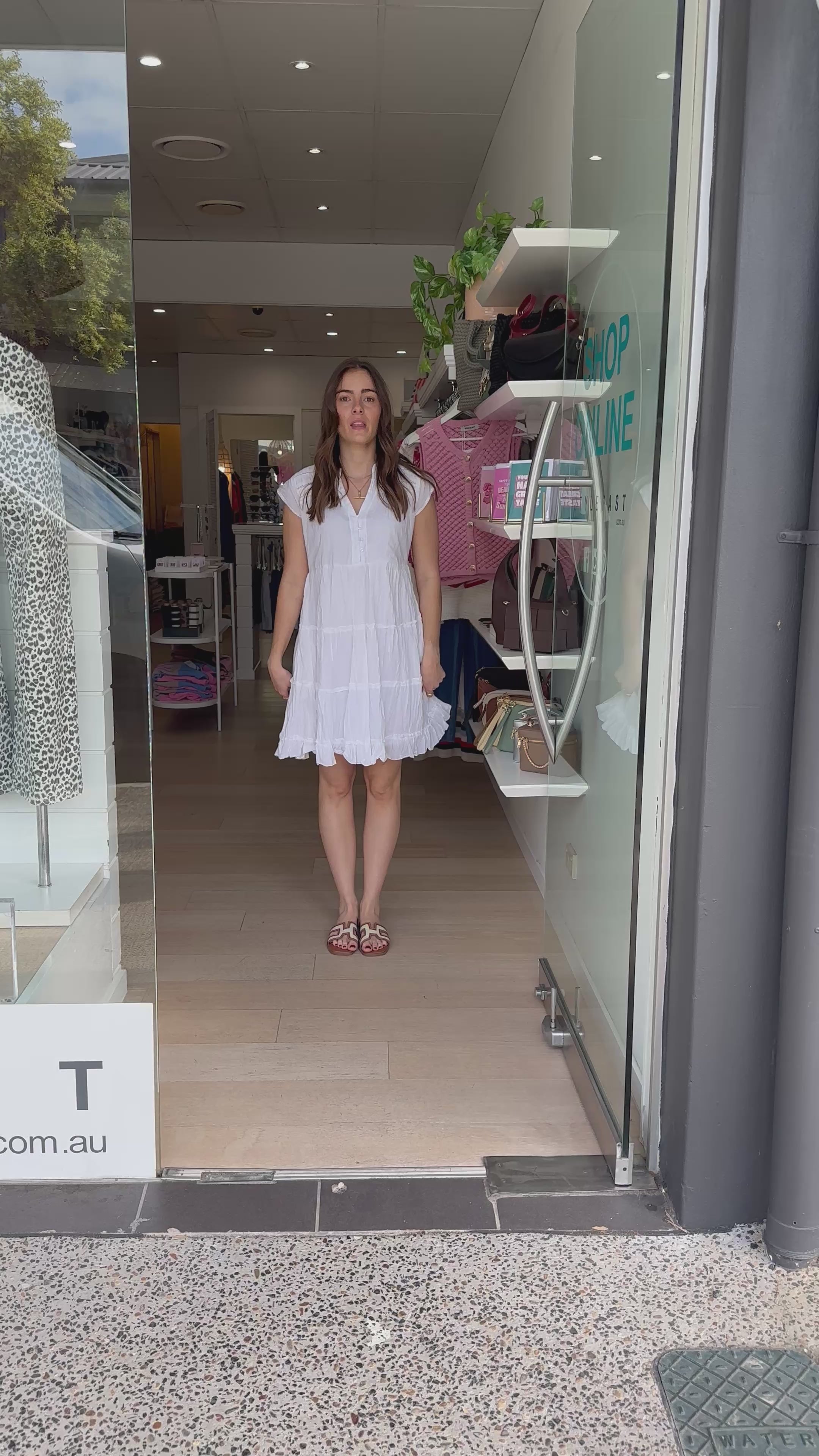 LULALIFE SHAYNA TIERED COTTON DRESS - WHITE