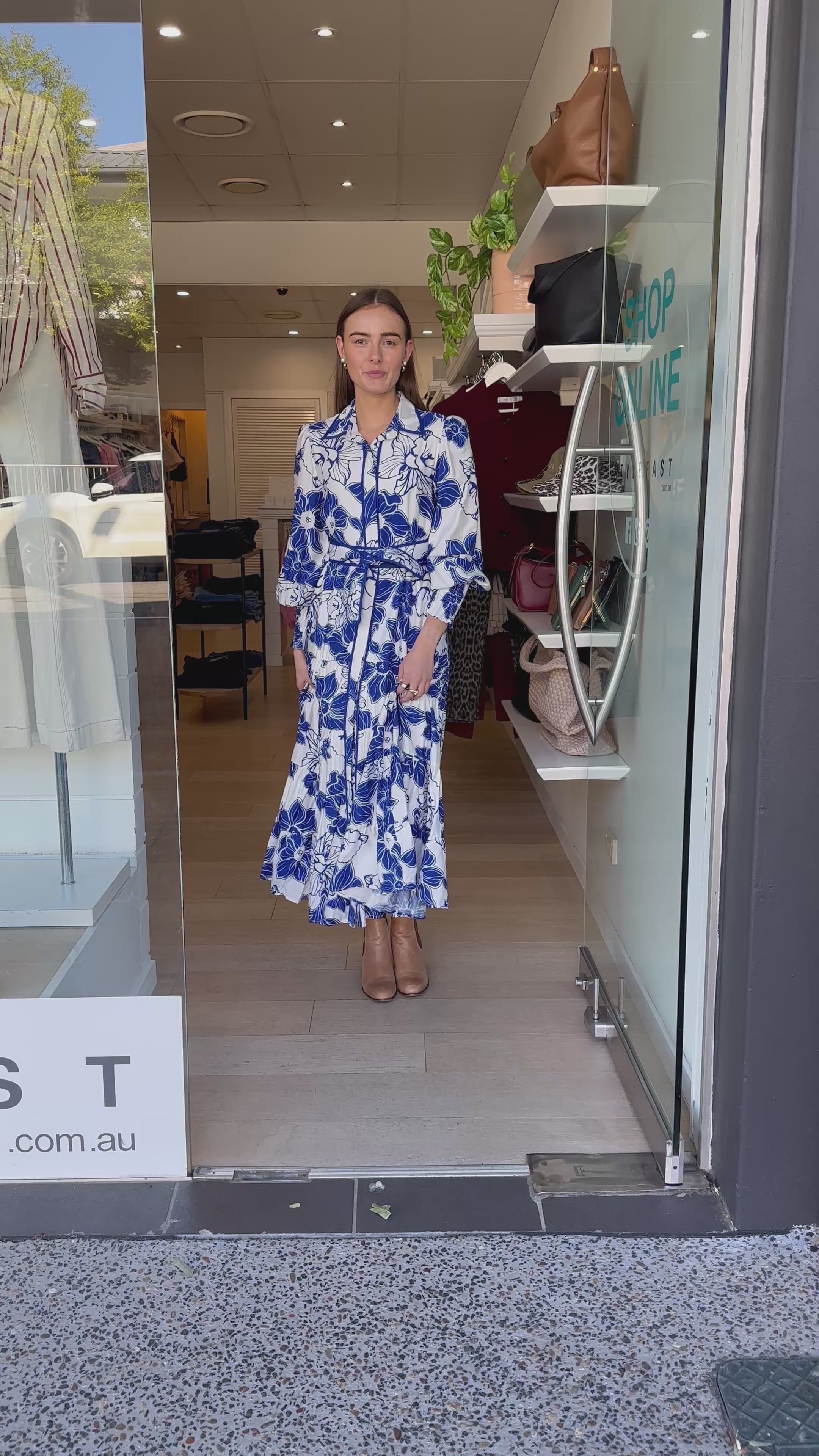 JULIE TIERED MAXI DRESS - BLUE PRINT
