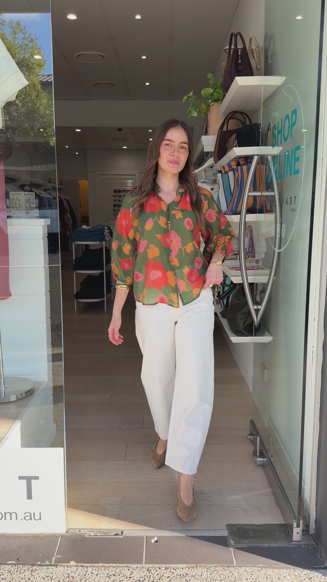 GEORGIE BLOUSE - OLIVE FLORAL PRINT