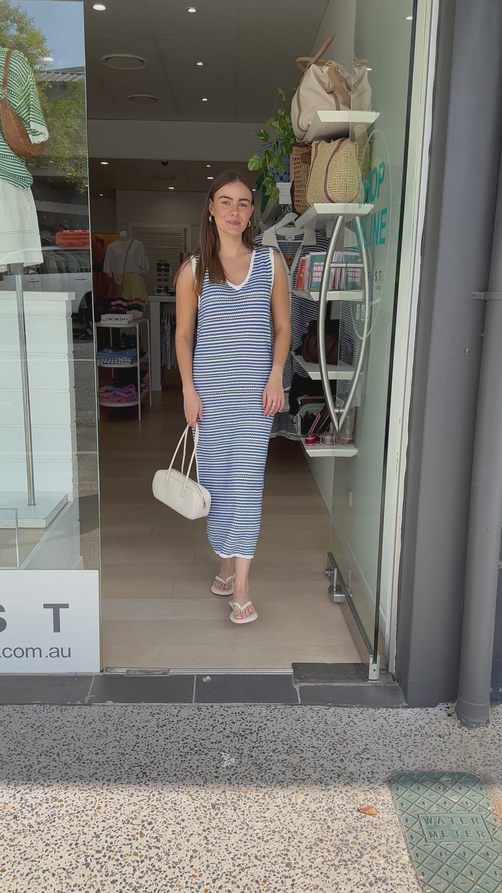 CERES LIFE NOVA KNIT MIDI TANK DRESS - SUMMER BLUE STRIPE