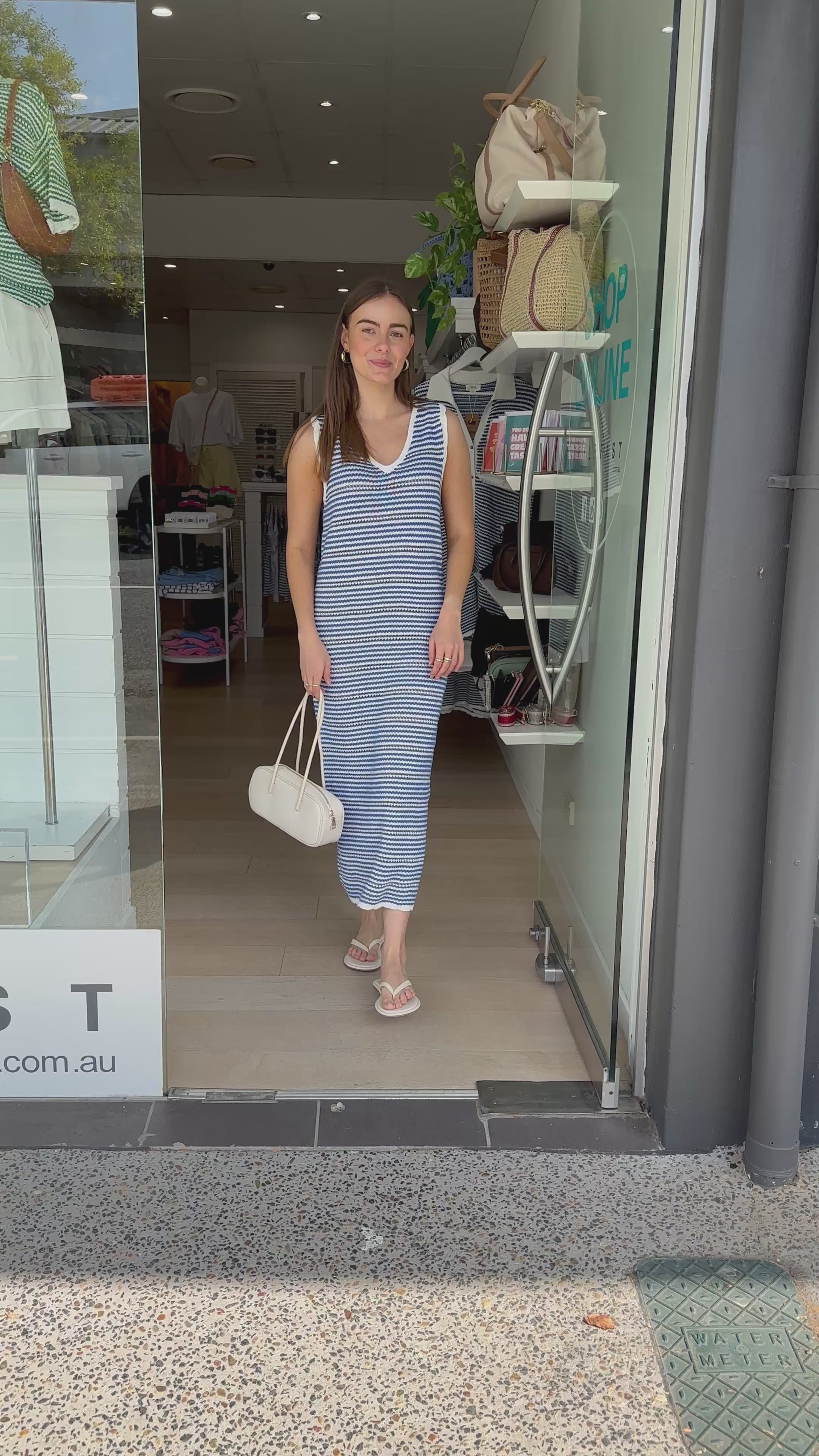 CERES LIFE NOVA KNIT MIDI TANK DRESS - SUMMER BLUE STRIPE