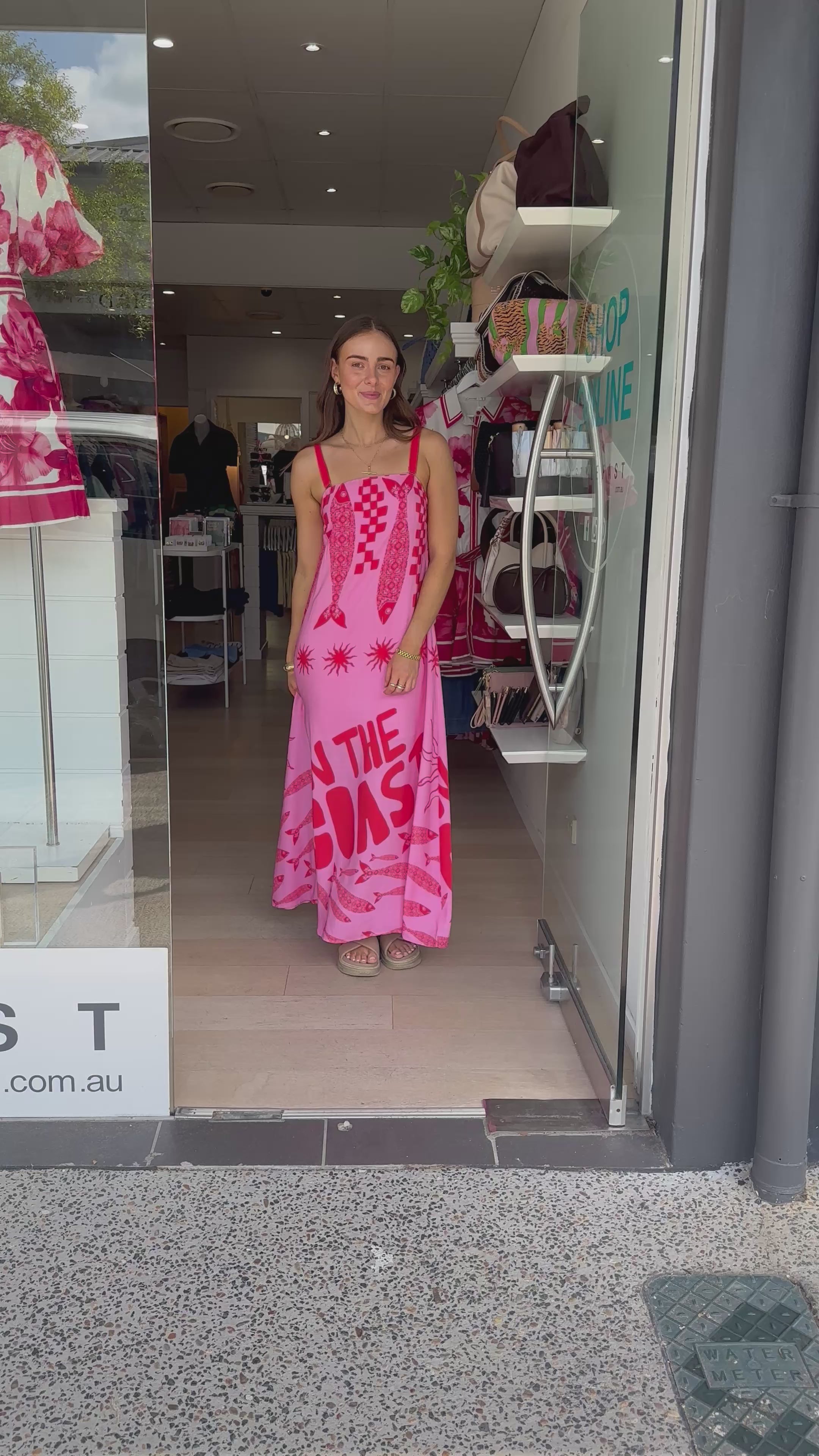 ON THE COAST MAXI DRESS - RED/PINK PRINT