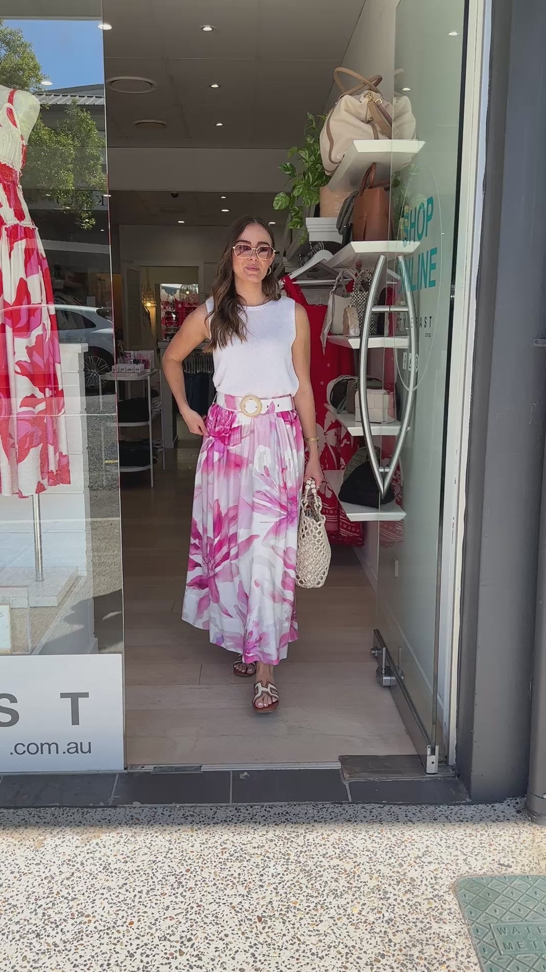 DEMI CIRCLE MAXI SKIRT - PINK FLORAL