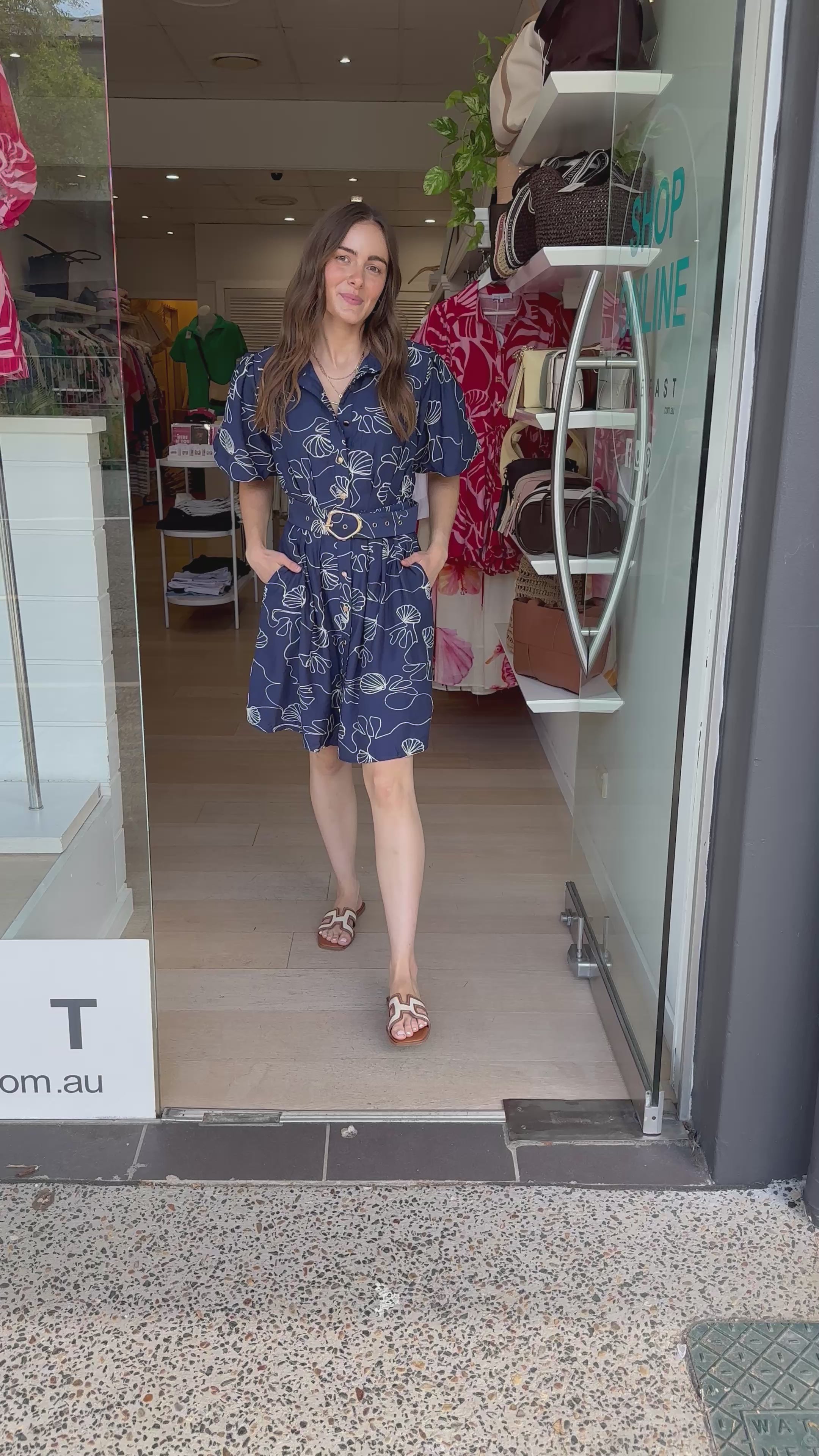 THEA MINI DRESS - NAVY & WHITE EMBROIDERY