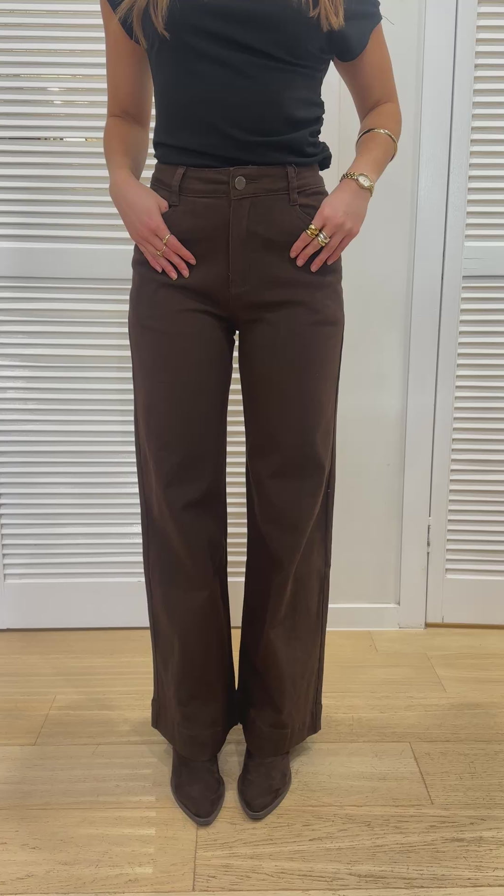 CASPER WIDE LEG JEANS - CHOCOLATE