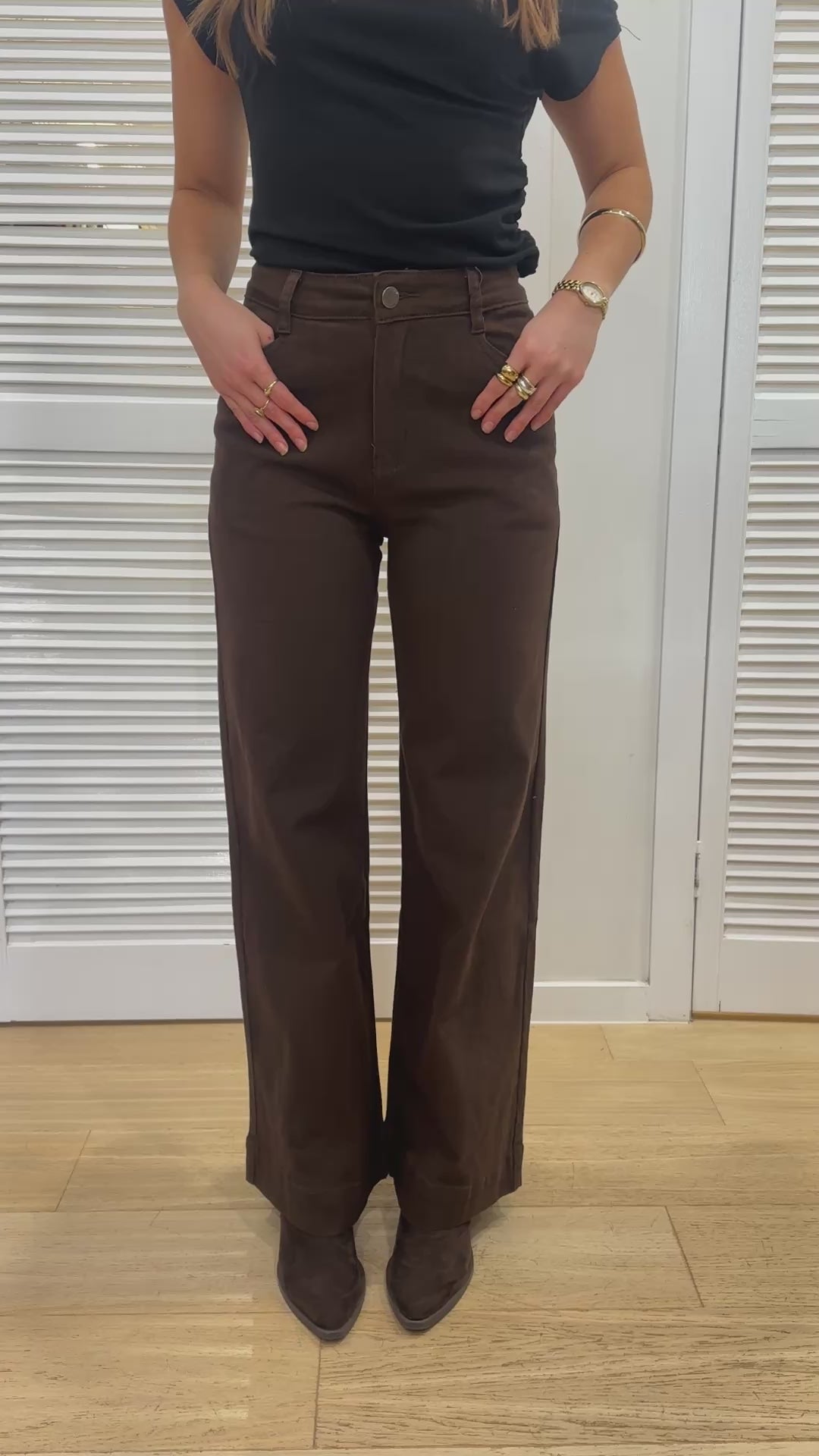 CASPER WIDE LEG JEANS - CHOCOLATE