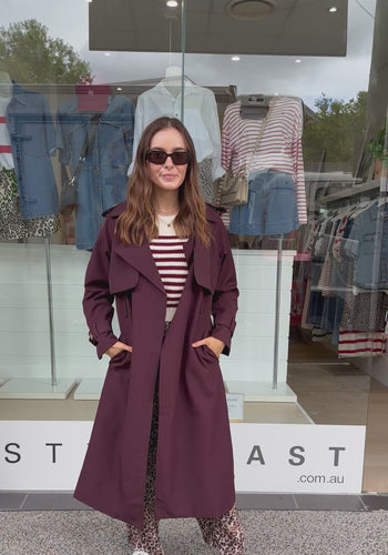 TALIA TRENCH COAT - CHERRY