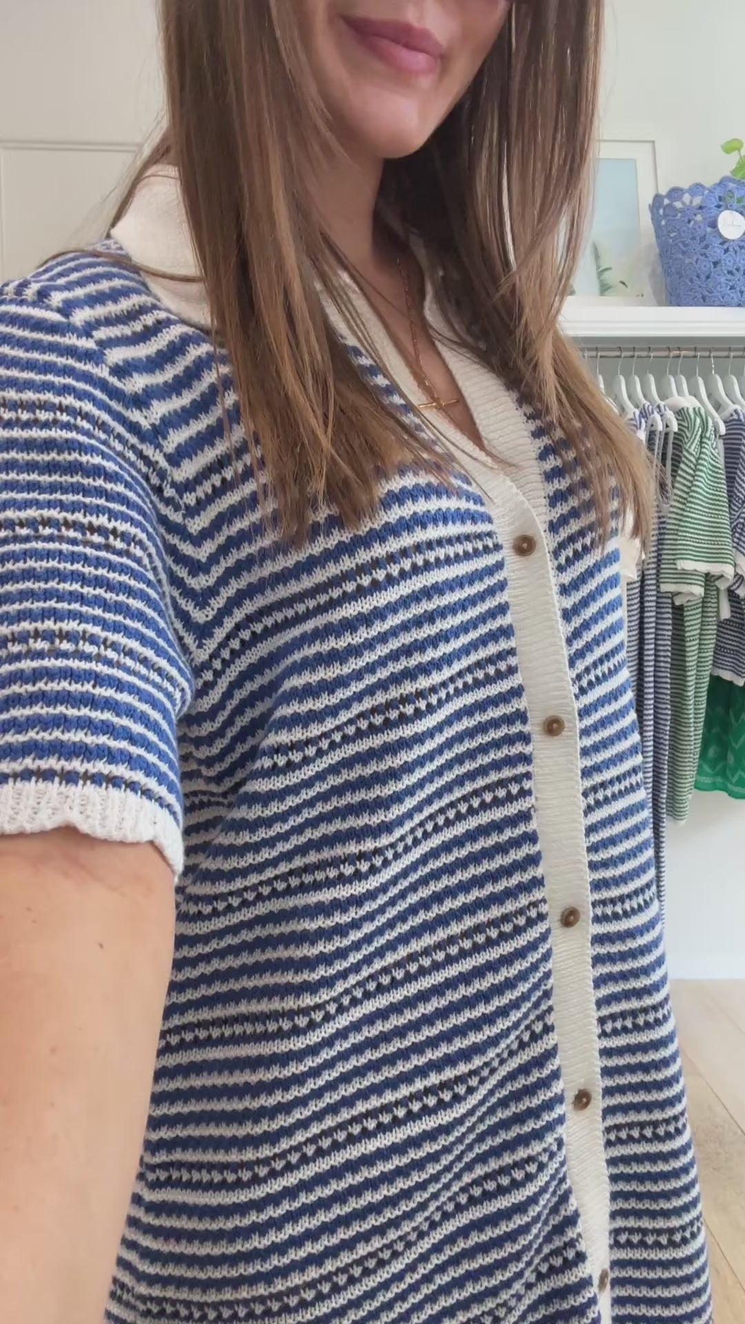 CERES LIFE NALA KNIT MINI DRESS - SUMMER BLUE STRIPE