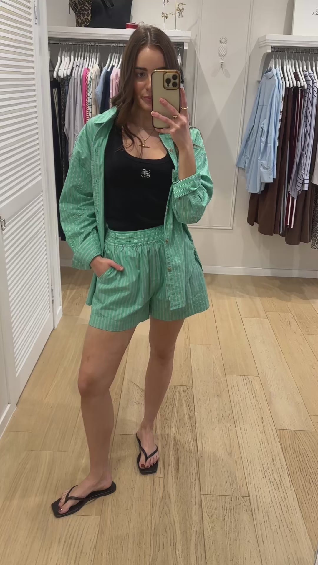 CERES LIFE COTTON MILA SHORT - ZESTY GREEN STRIPE