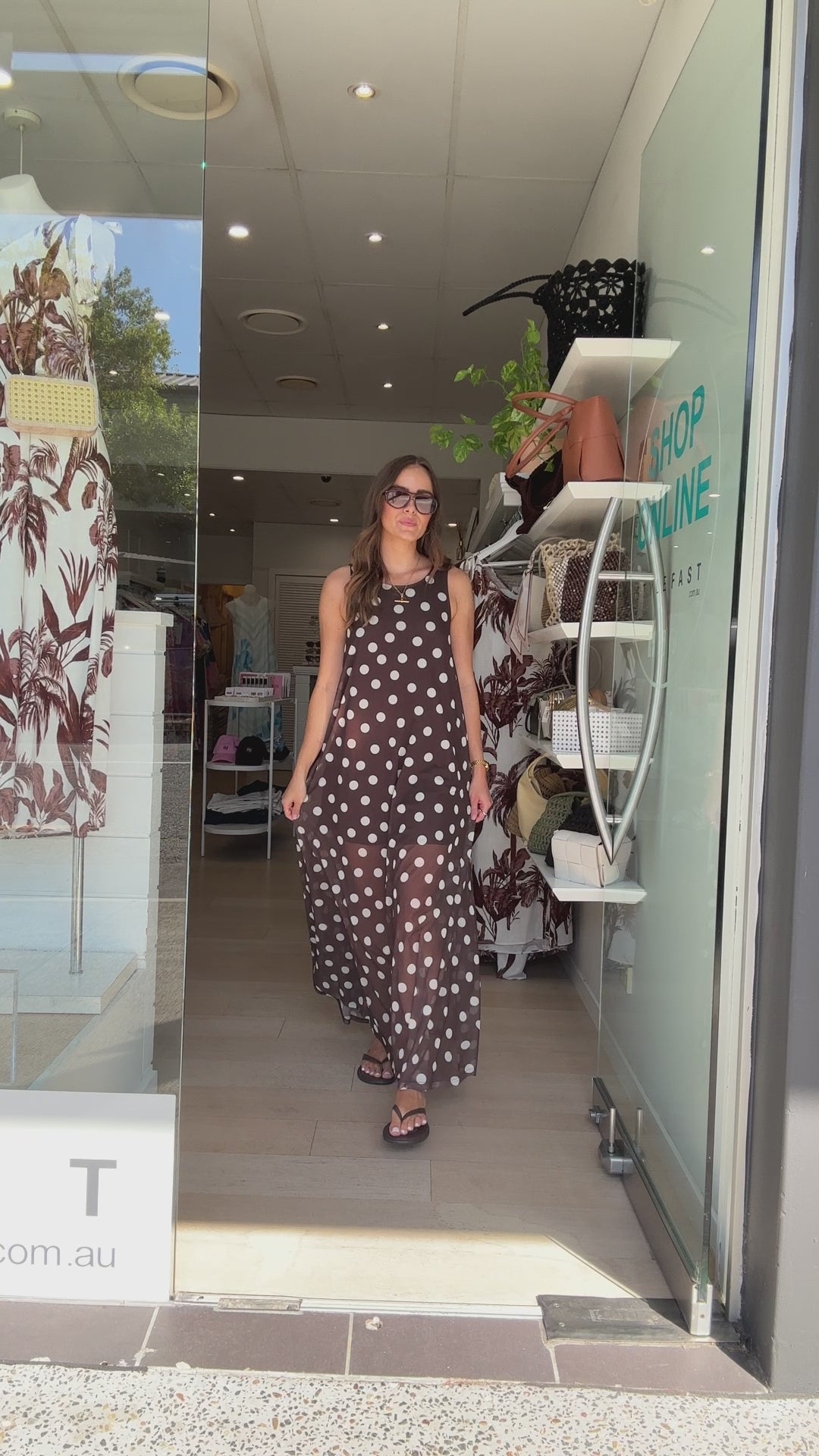 TANYA MESH MAXI DRESS - CHOCOLATE SPOT