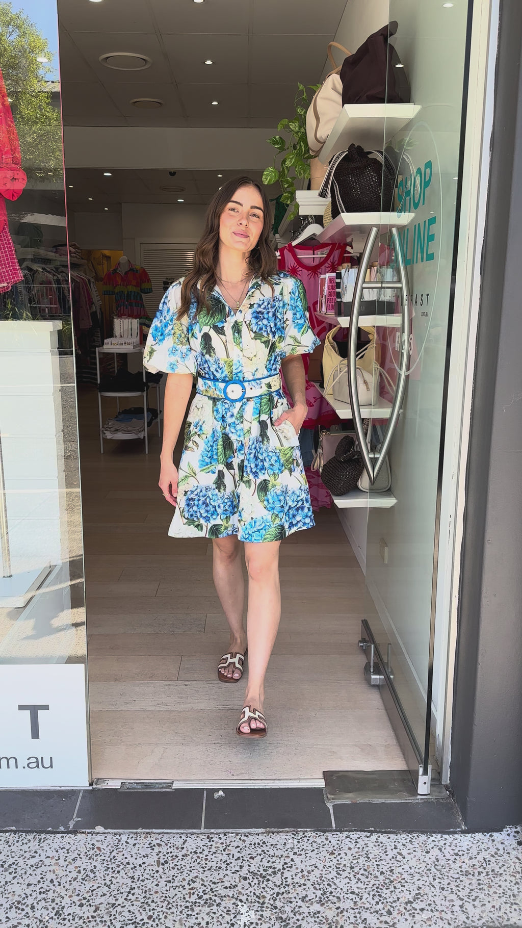 LAYLA MINI DRESS - BLUE/GREEN FLOAL