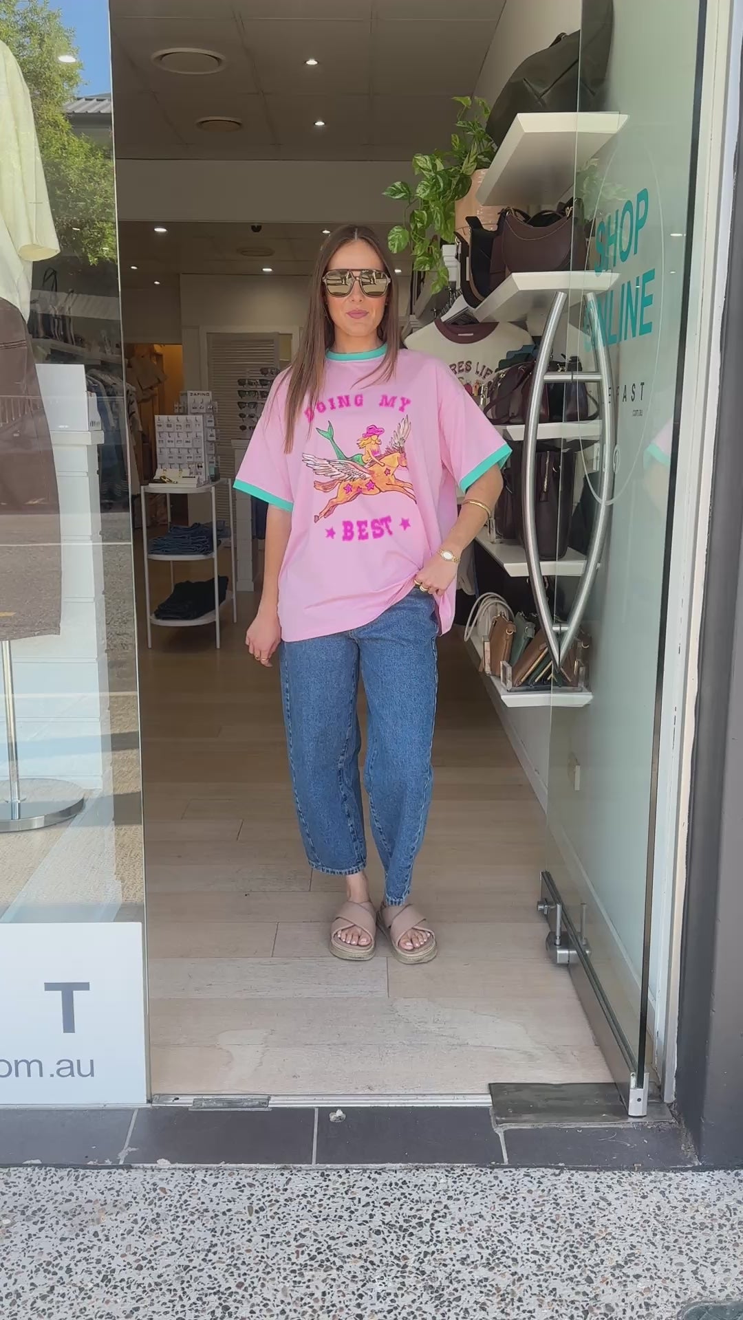 BY FRANKIE DOING MY BEST TEE - PINK/TEAL