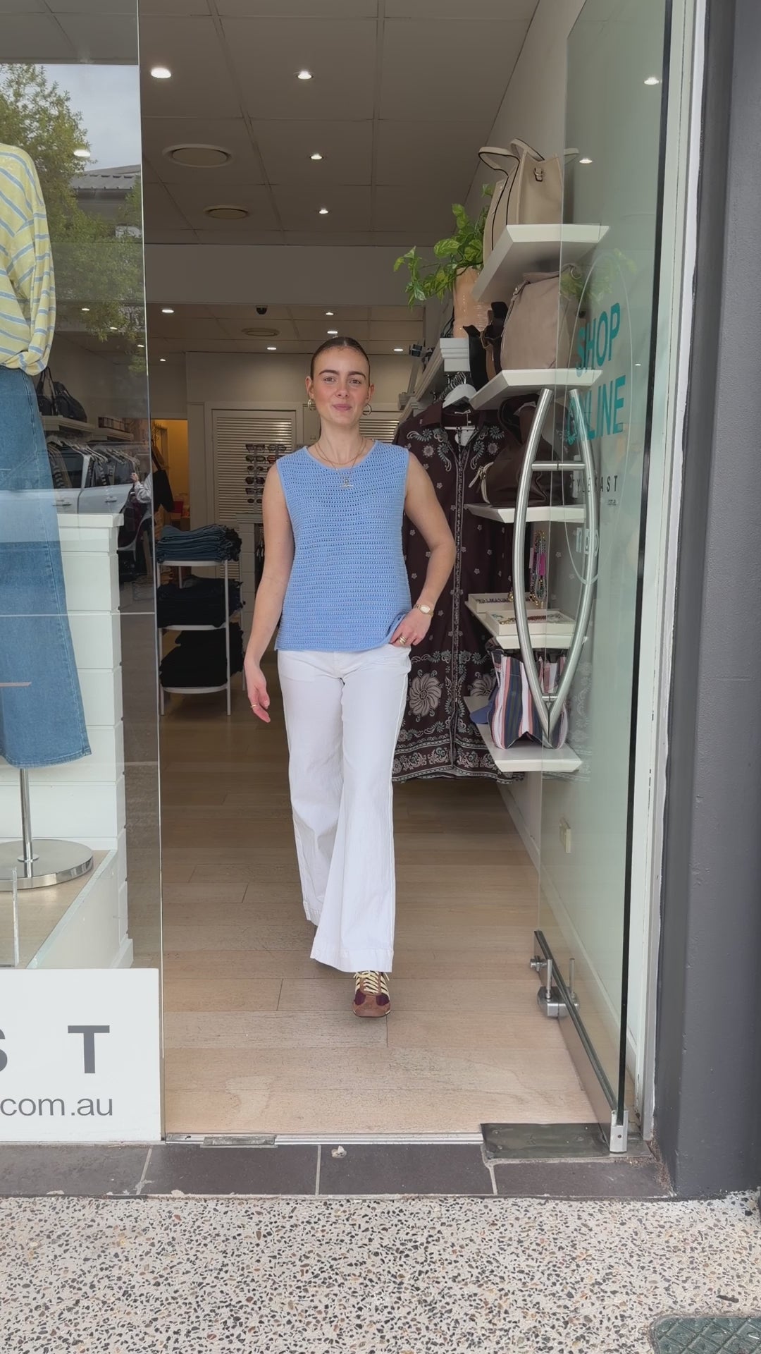 CERES LIFE MARGOT MESH KNIT TANK - SKY BLUE