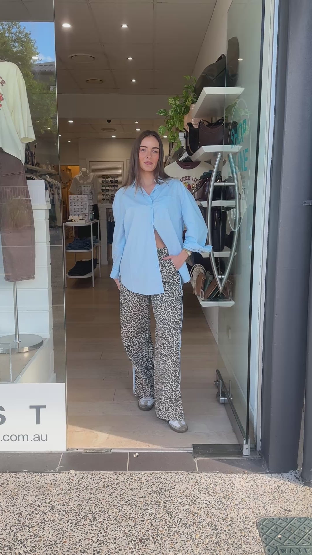 ROMY LEOPARD RACER JEANS - BLUE STRIPE