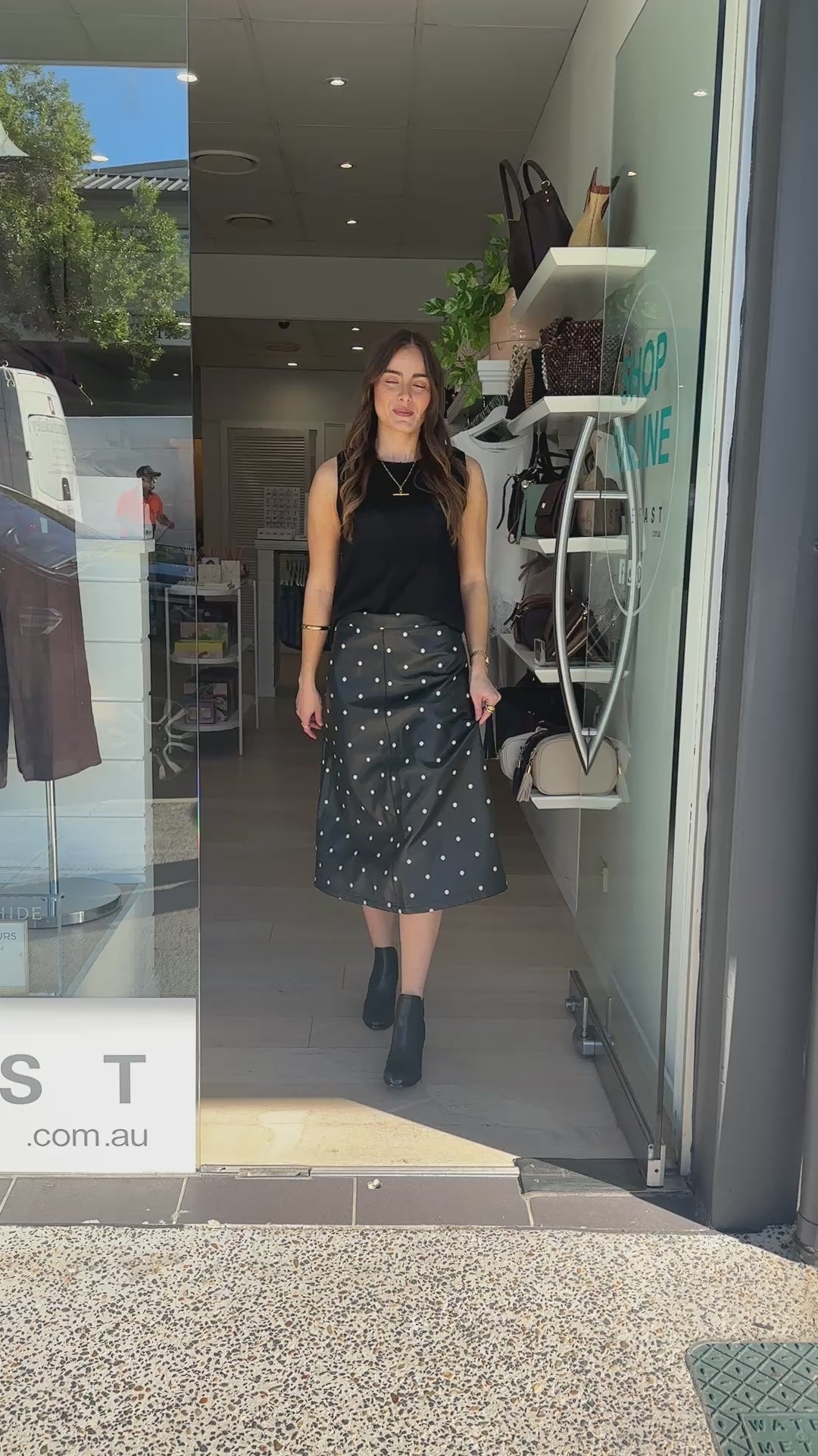 ADORNE VIKTORIA FAUX LEATHER SKIRT - BLACK SPOT