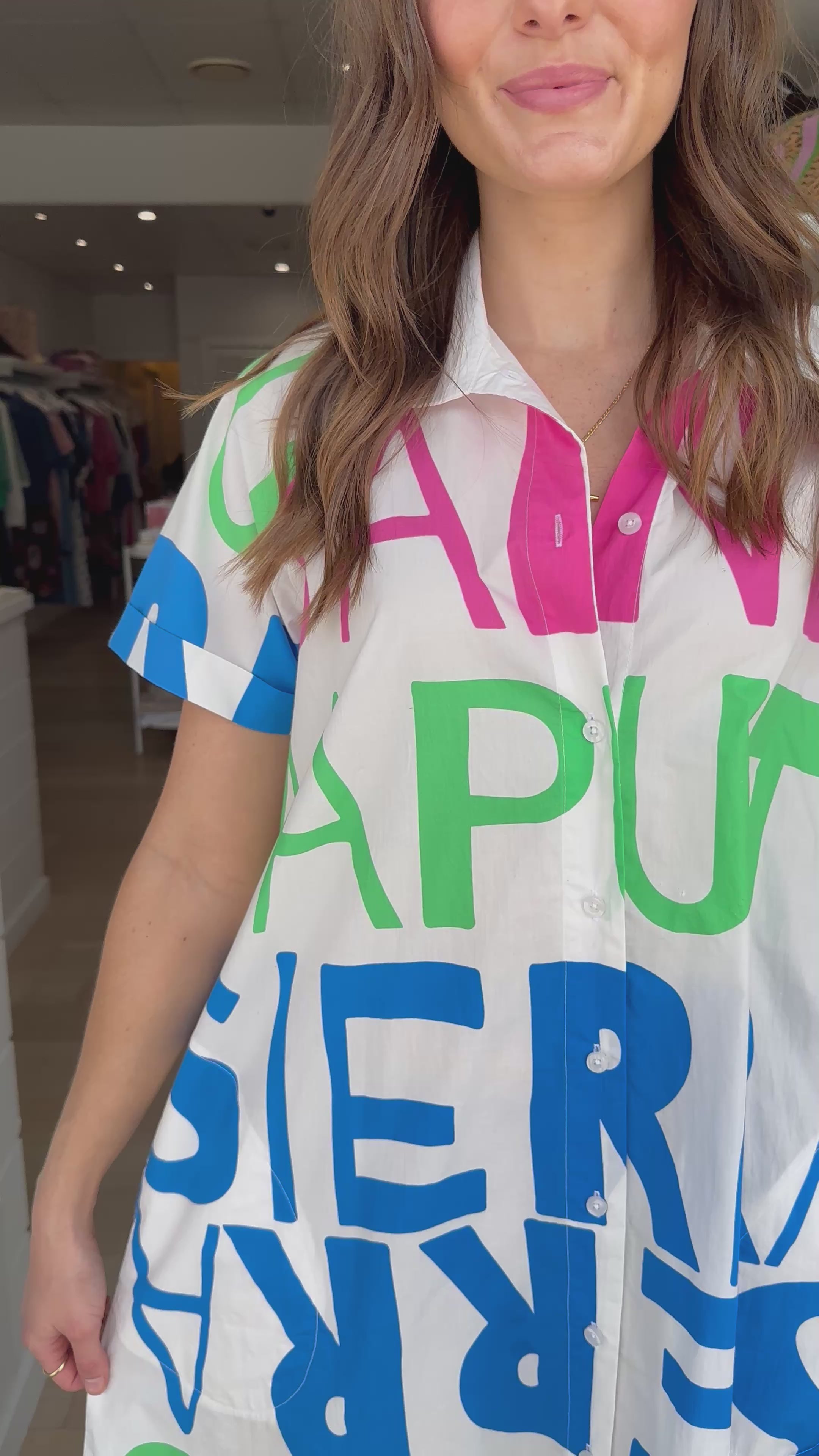 ITAMI SIERRA BUTTON DRESS - WHITE PRINT