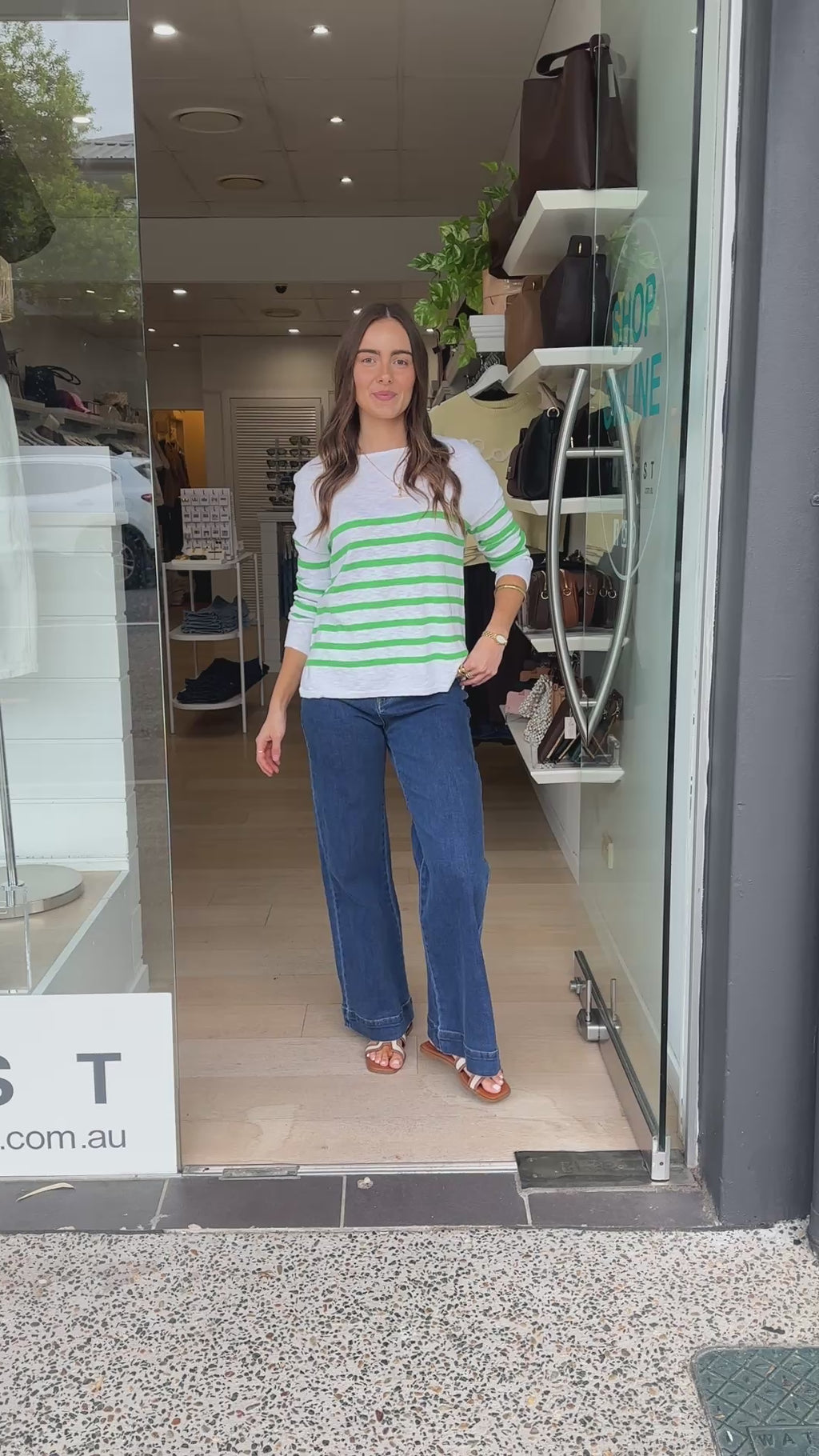 BOBBIE KNIT - GREEN & WHITE STRIPE